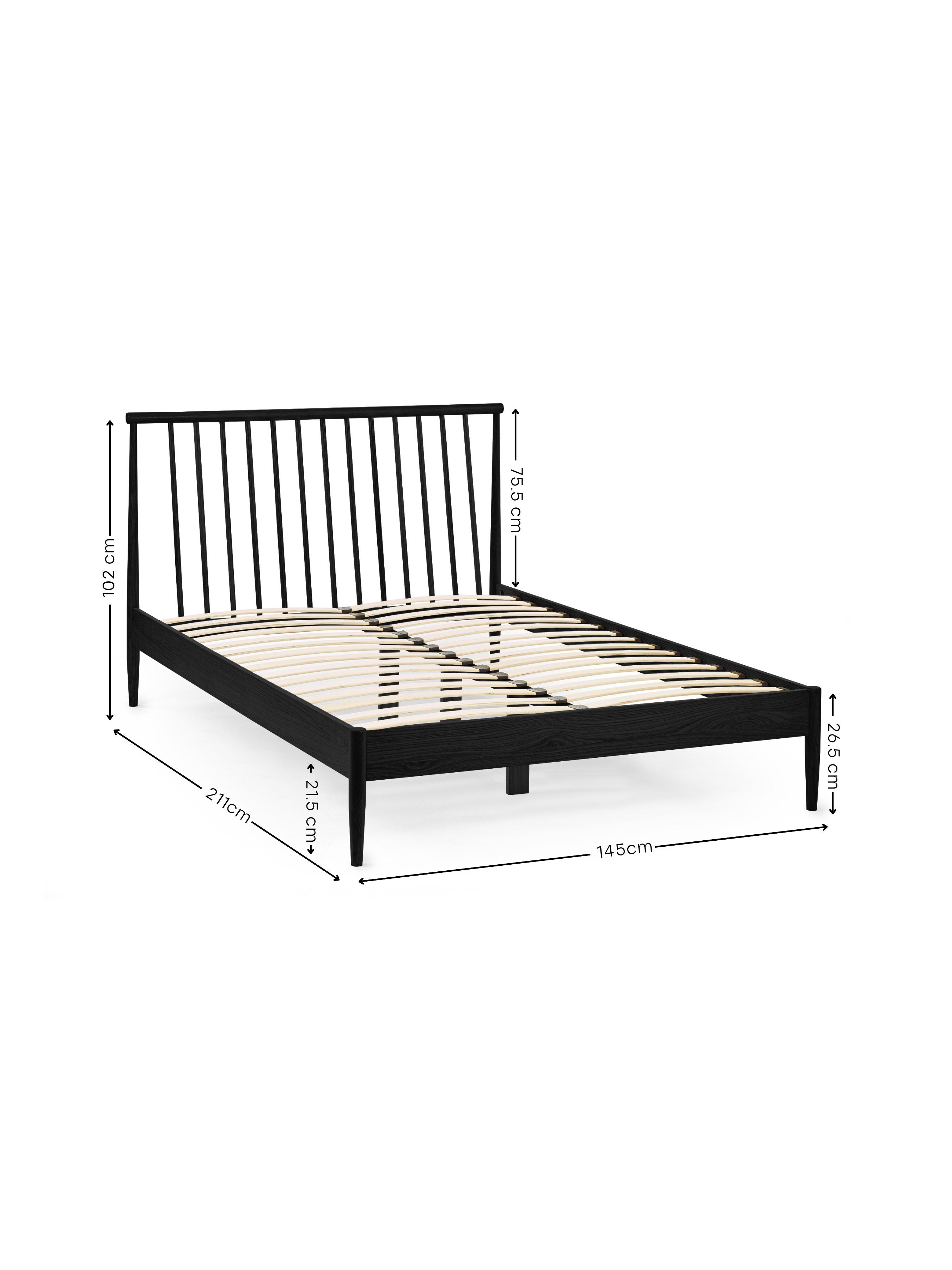 Belton Black Spindle Bed Frame – Black Oak Effect