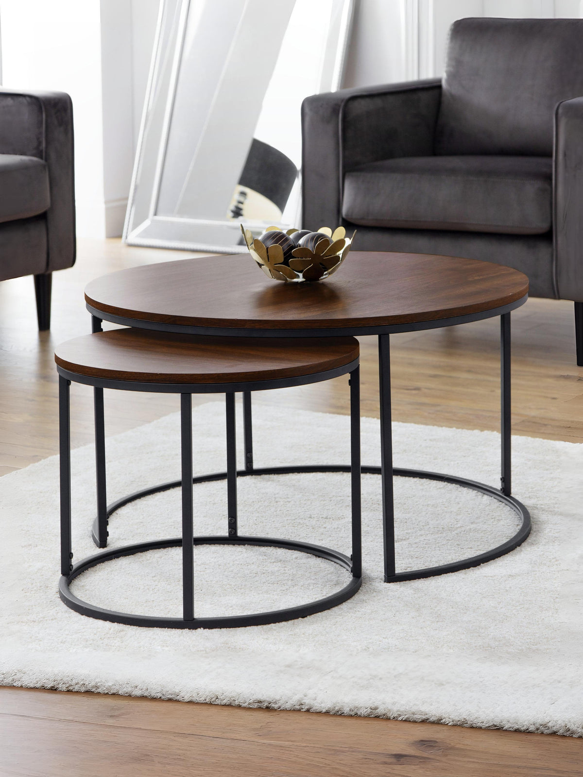 Bellini Round Nesting Coffee Table - Walnut