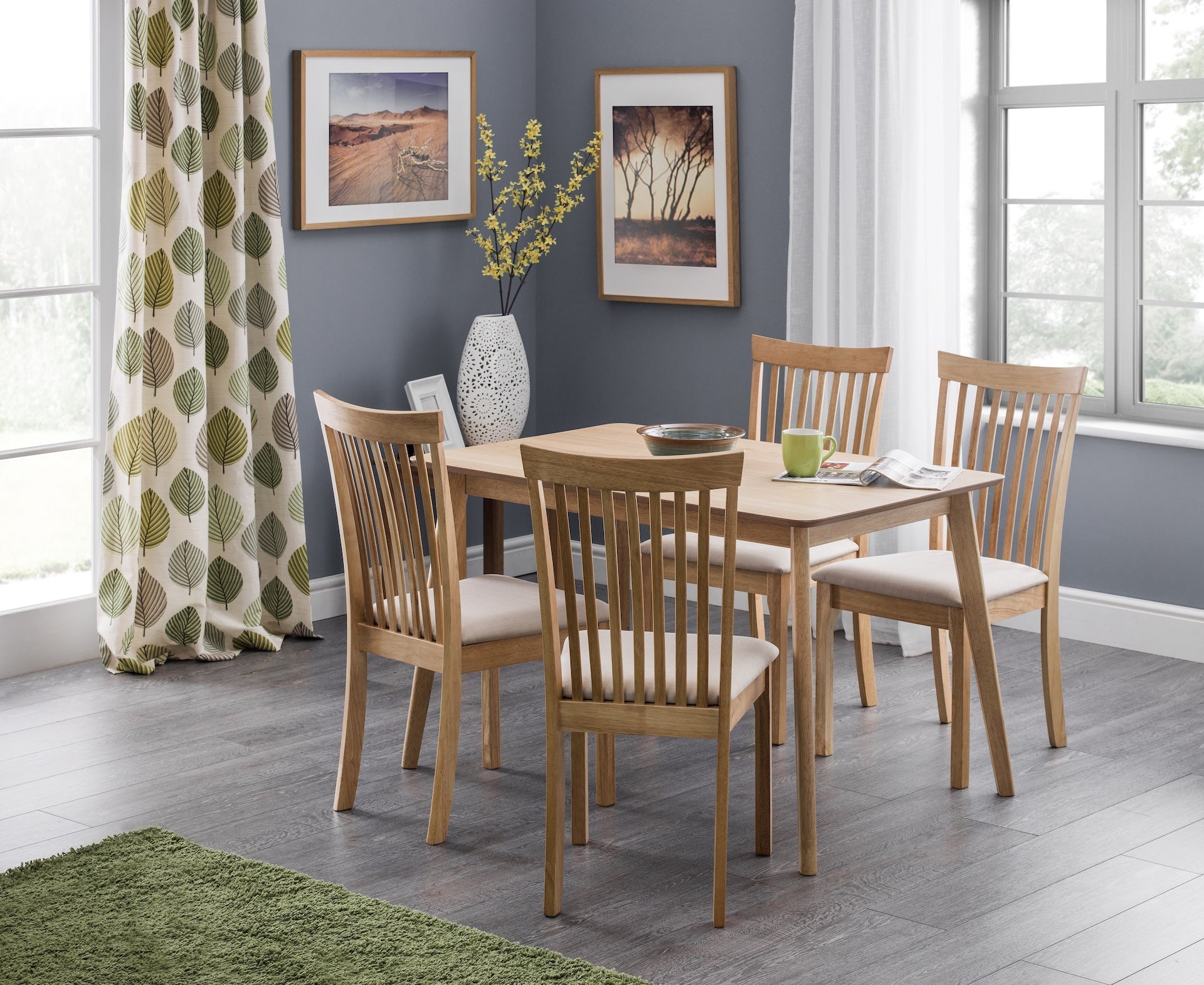 Boden Oak Veneer Rectangular Table With Tapered Legs – Julian Bowen, view 2