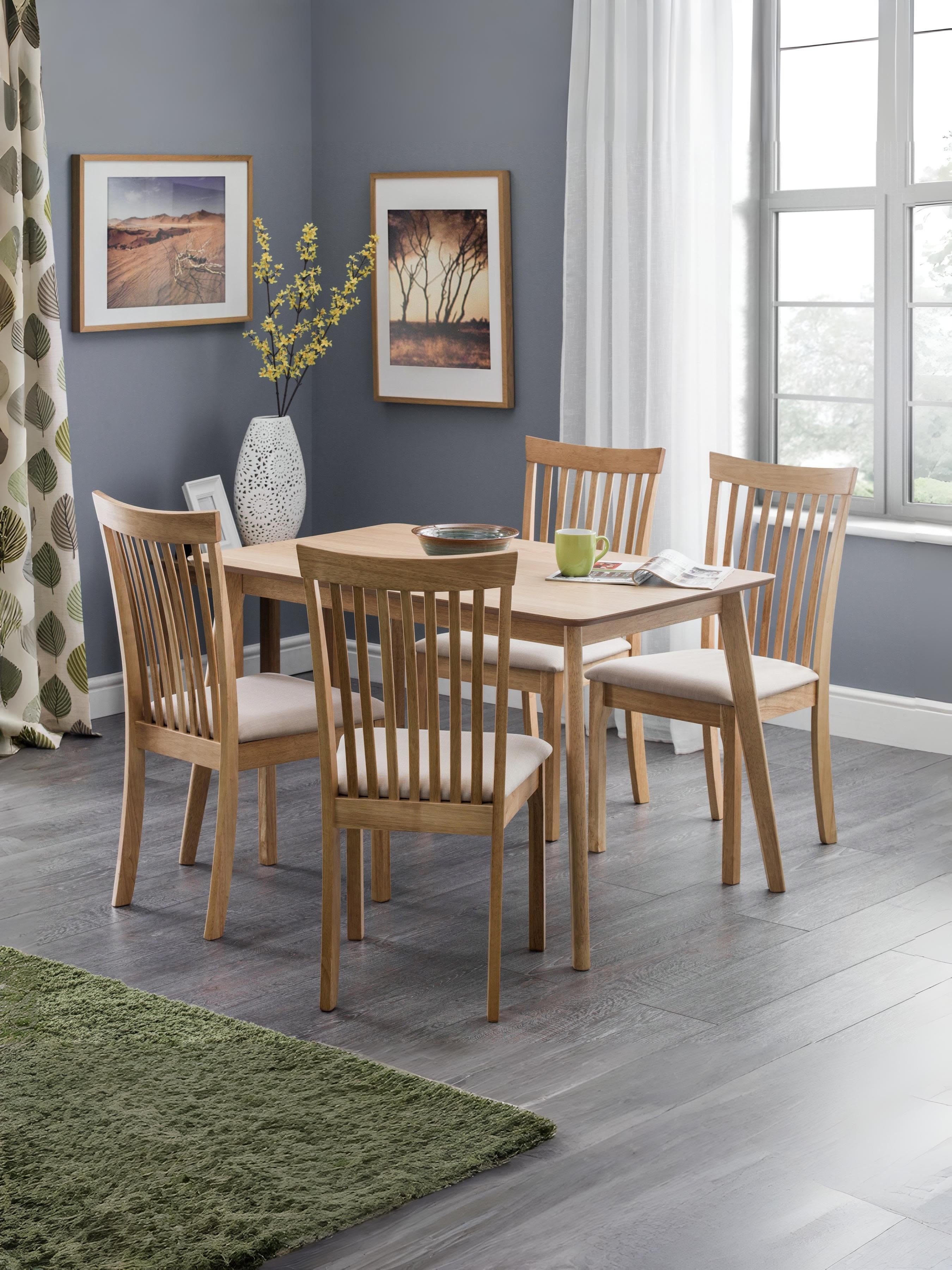 Boden Rectangular Oak Dining Table Set with 6 Dining Chairs – Oak Effect