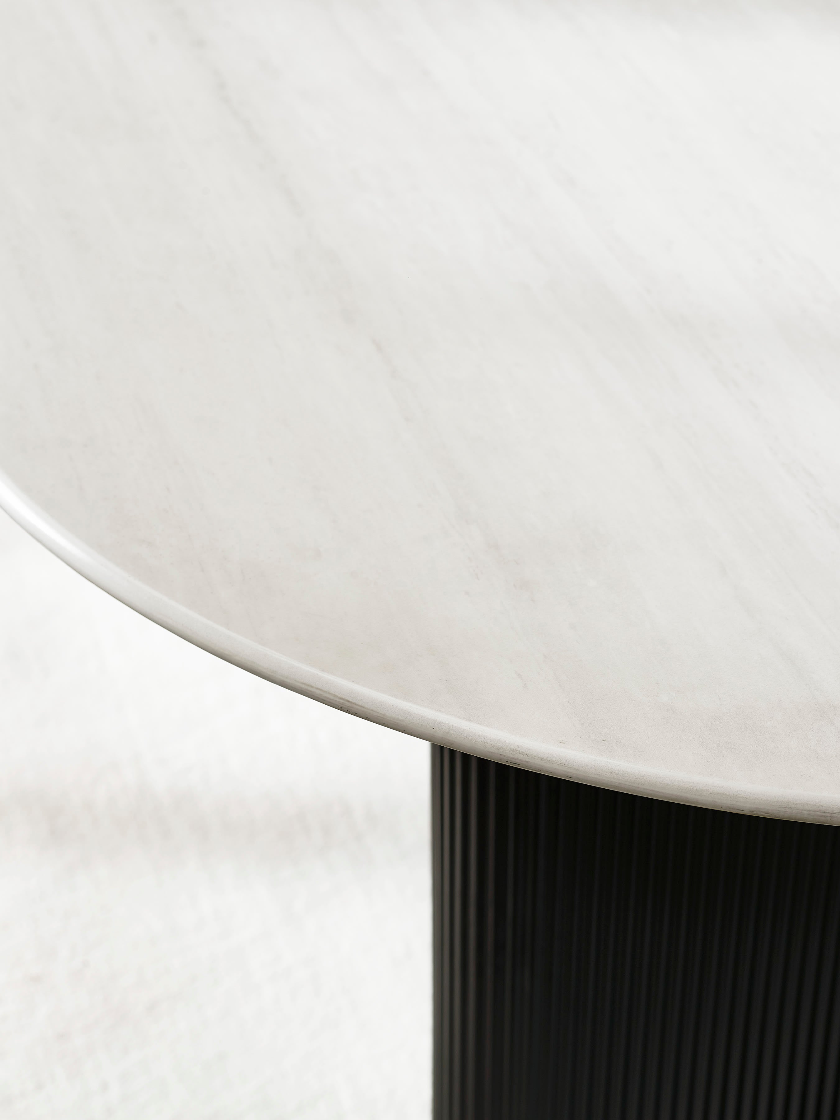 Bolivia 220cm White Stone Effect Oval Dining Table – White Stone Effect and Black