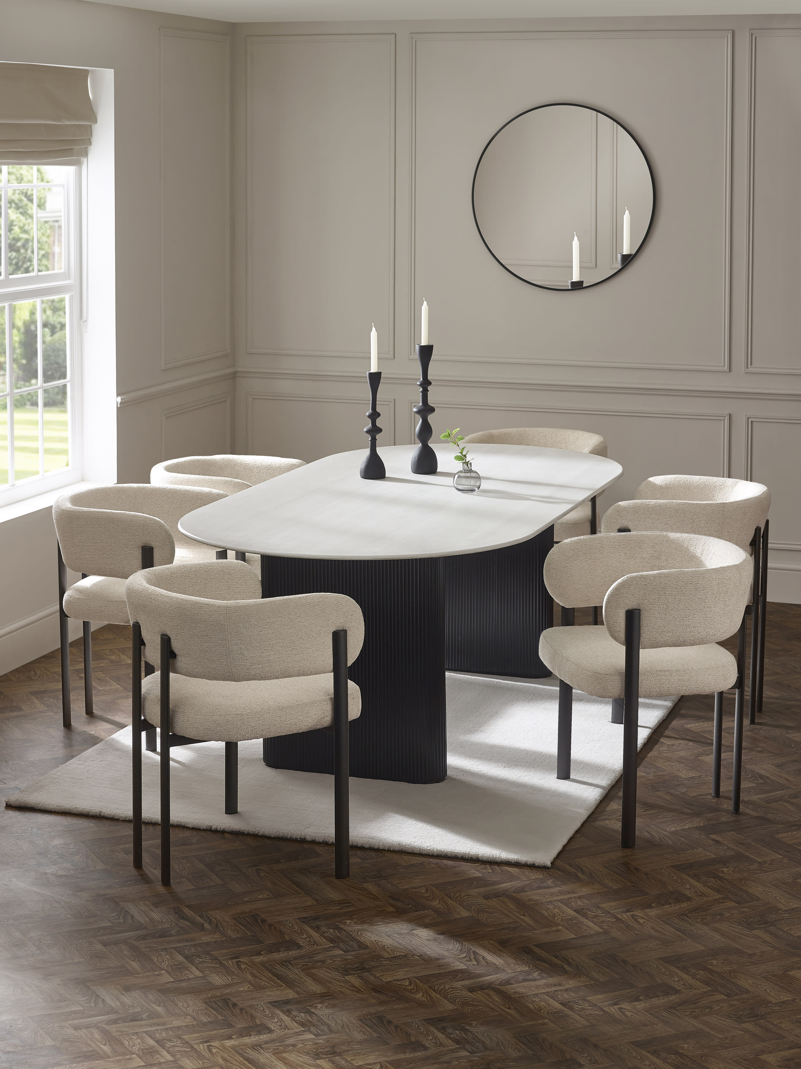 Set of 2 Bolivia Cream Chenille Upholstered Dining Chairs