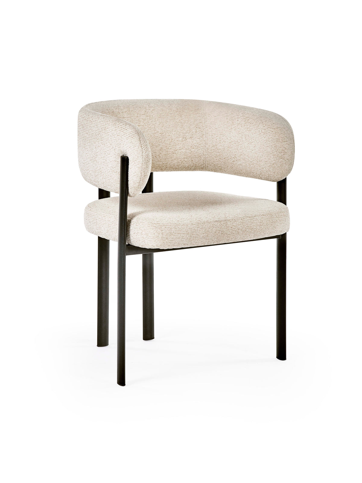 Set of 2 Bolivia Cream Chenille Upholstered Dining Chairs