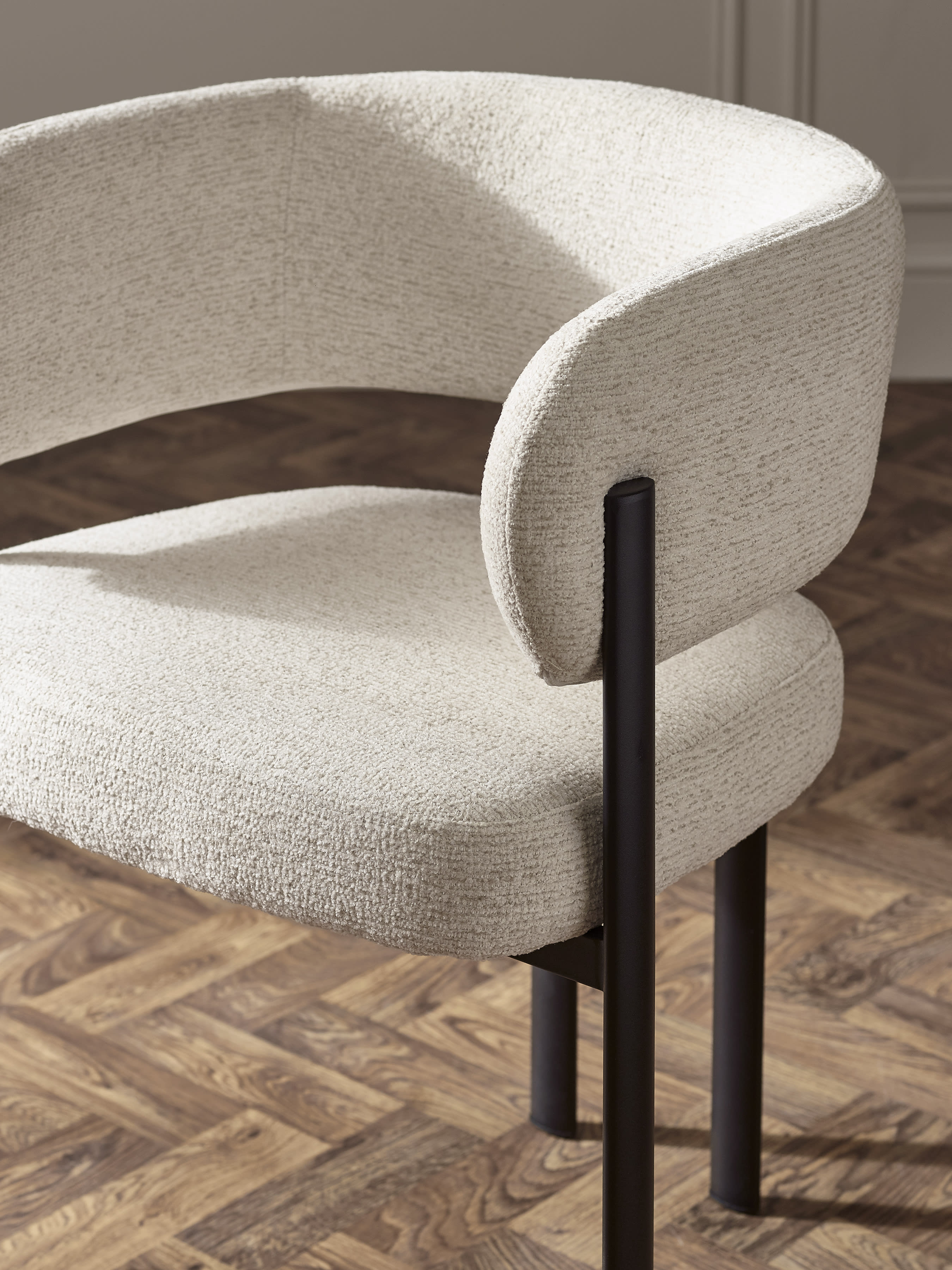 Set of 2 Bolivia Cream Chenille Upholstered Dining Chairs