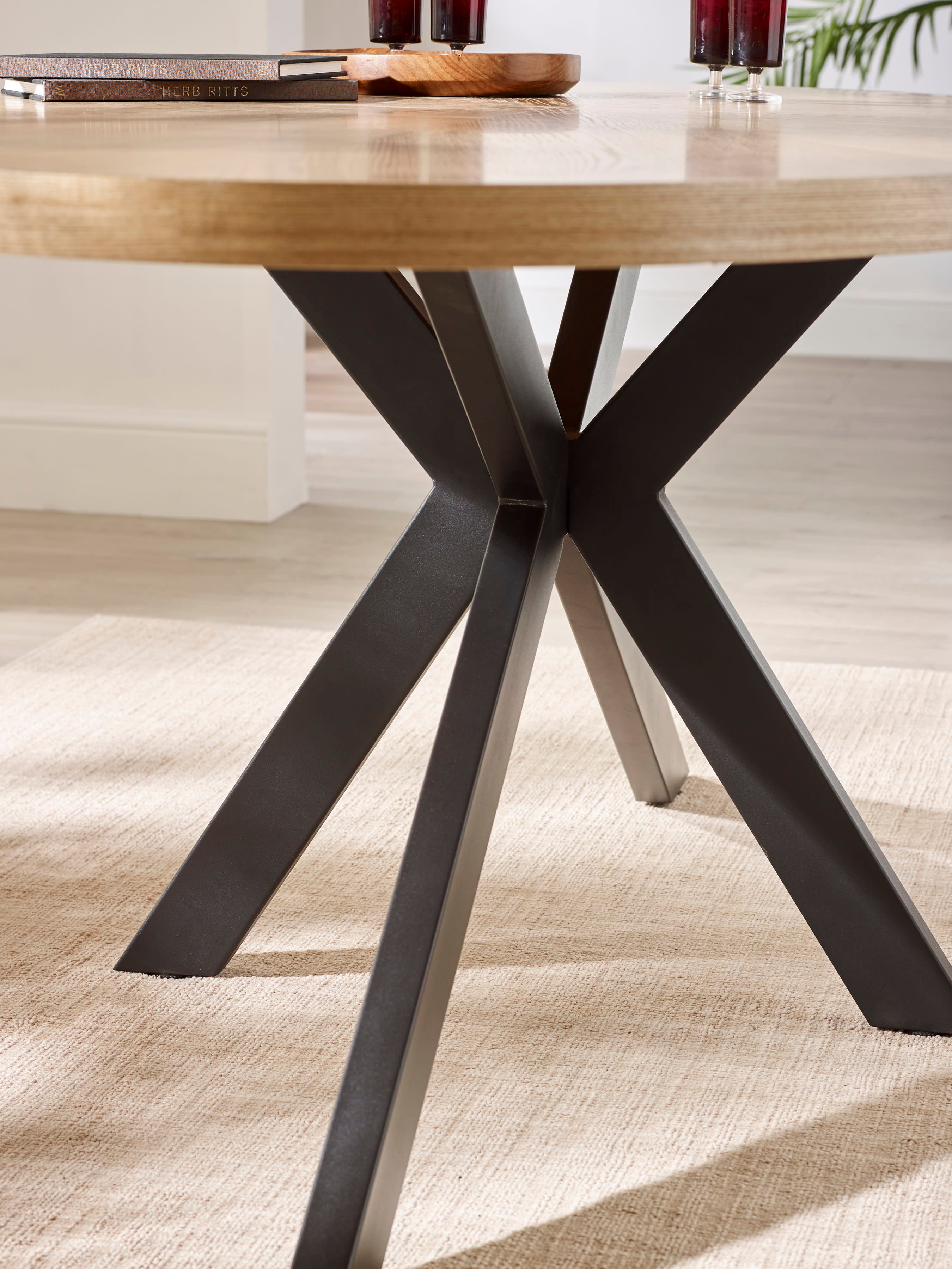 Bondi Oval Dining Table Set With 4 Parker Brown Faux Leather Upholstered Chairs – Oak Effect
