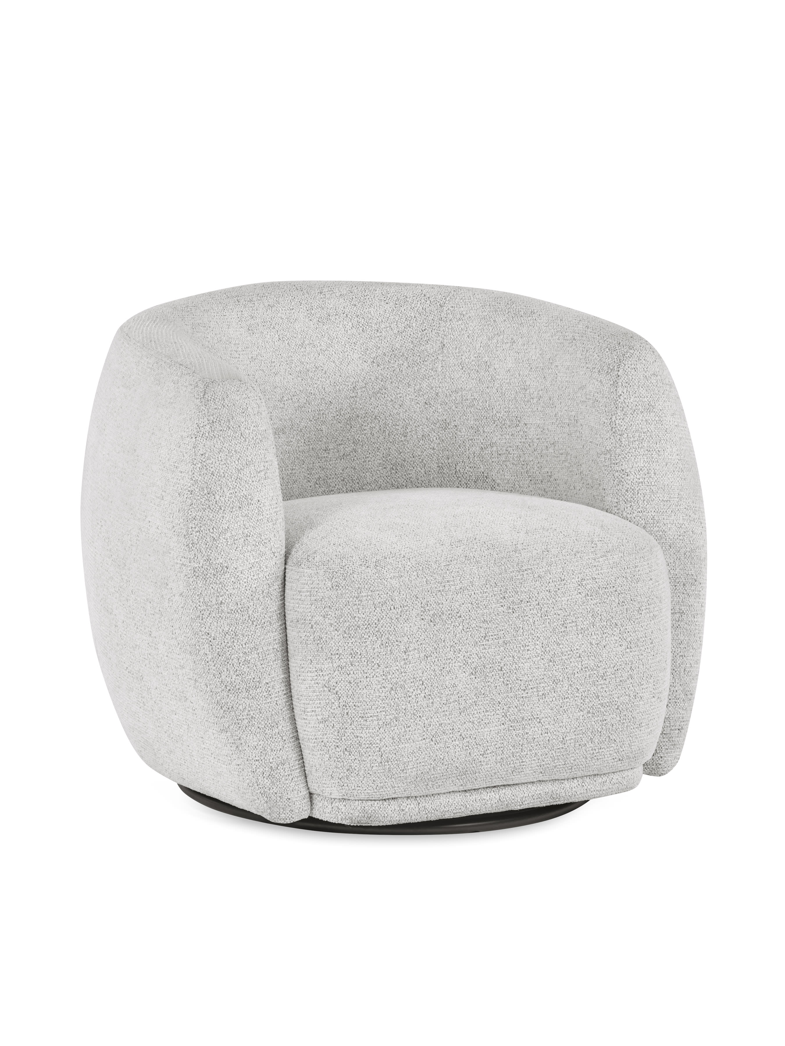Bowline Cream Chenille Upholstered Swivel Accent Chair – Oyster Chenille