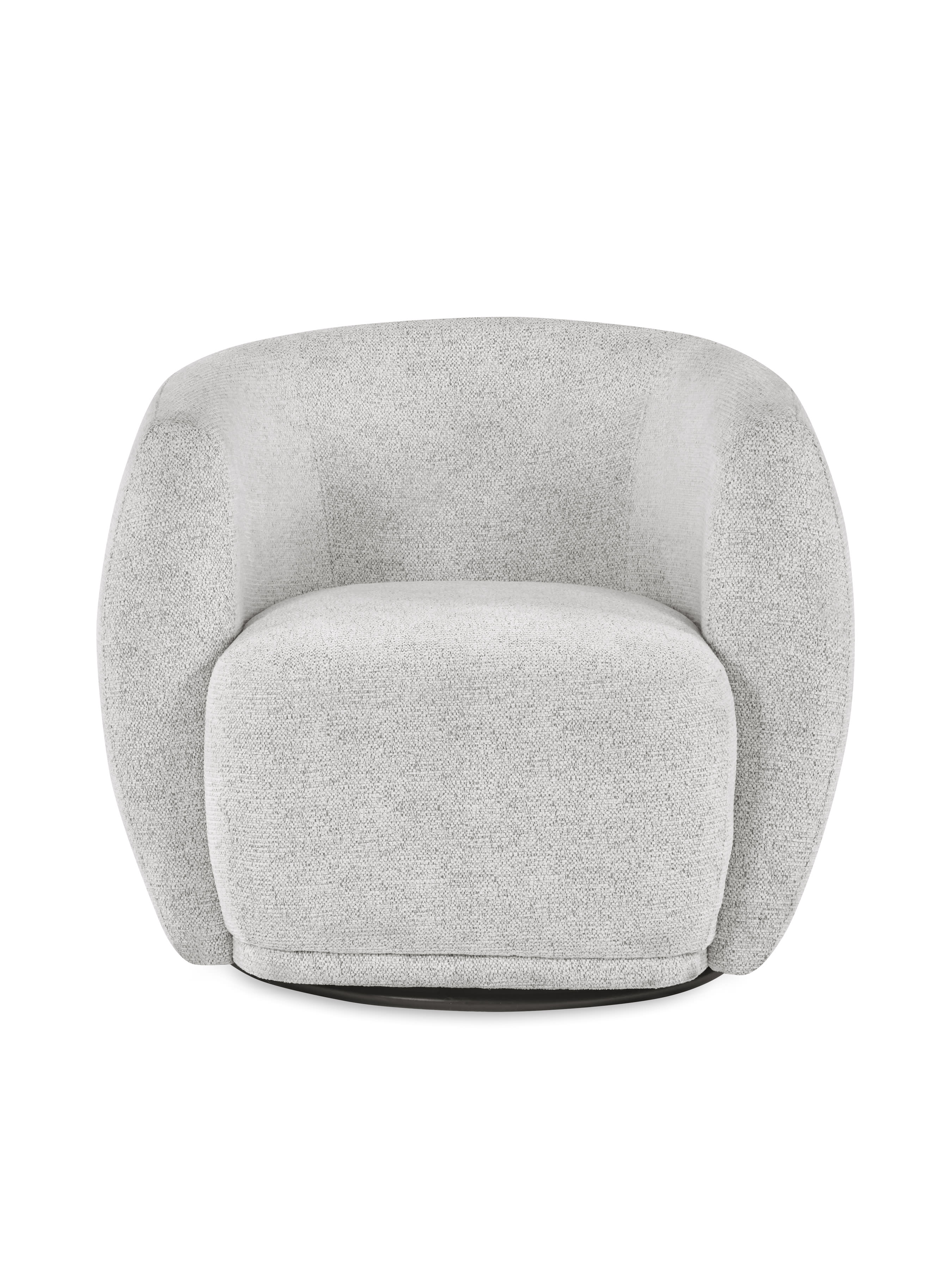 Bowline Cream Chenille Upholstered Swivel Accent Chair – Oyster Chenille