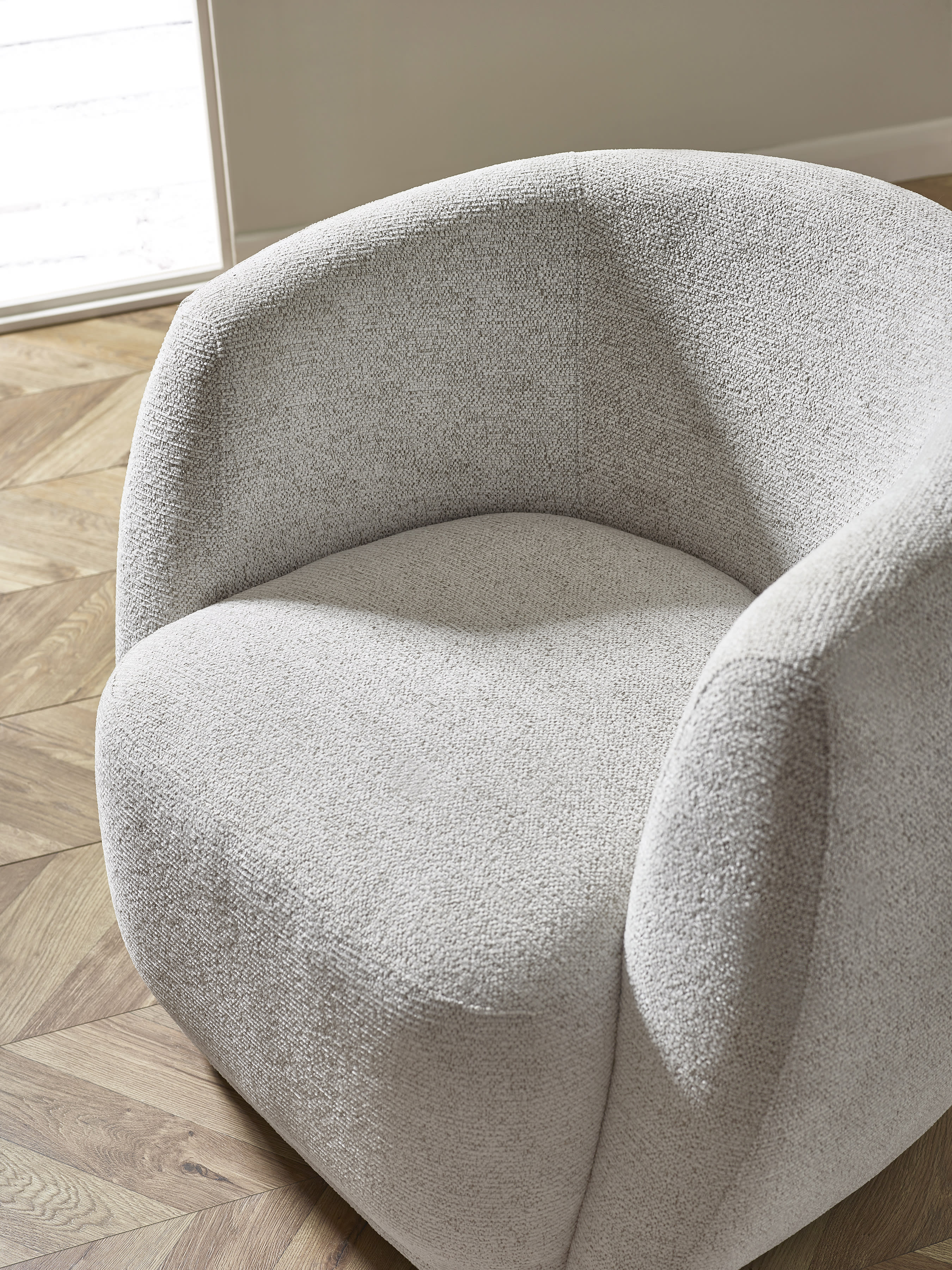 Bowline Cream Chenille Upholstered Swivel Accent Chair – Oyster Chenille