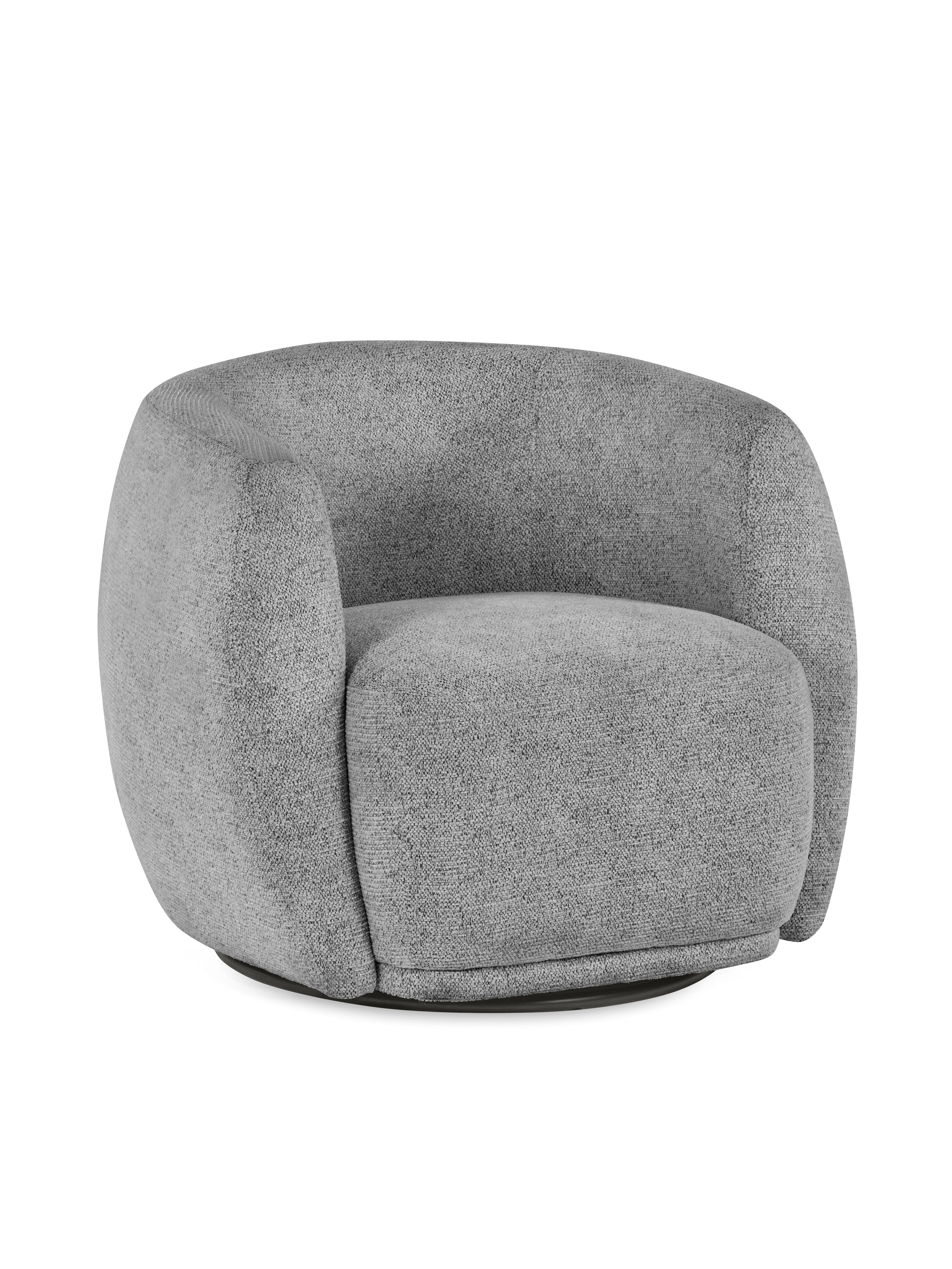 Bowline Grey Chenille Upholstered Swivel Accent Chair – Fossil Chenille