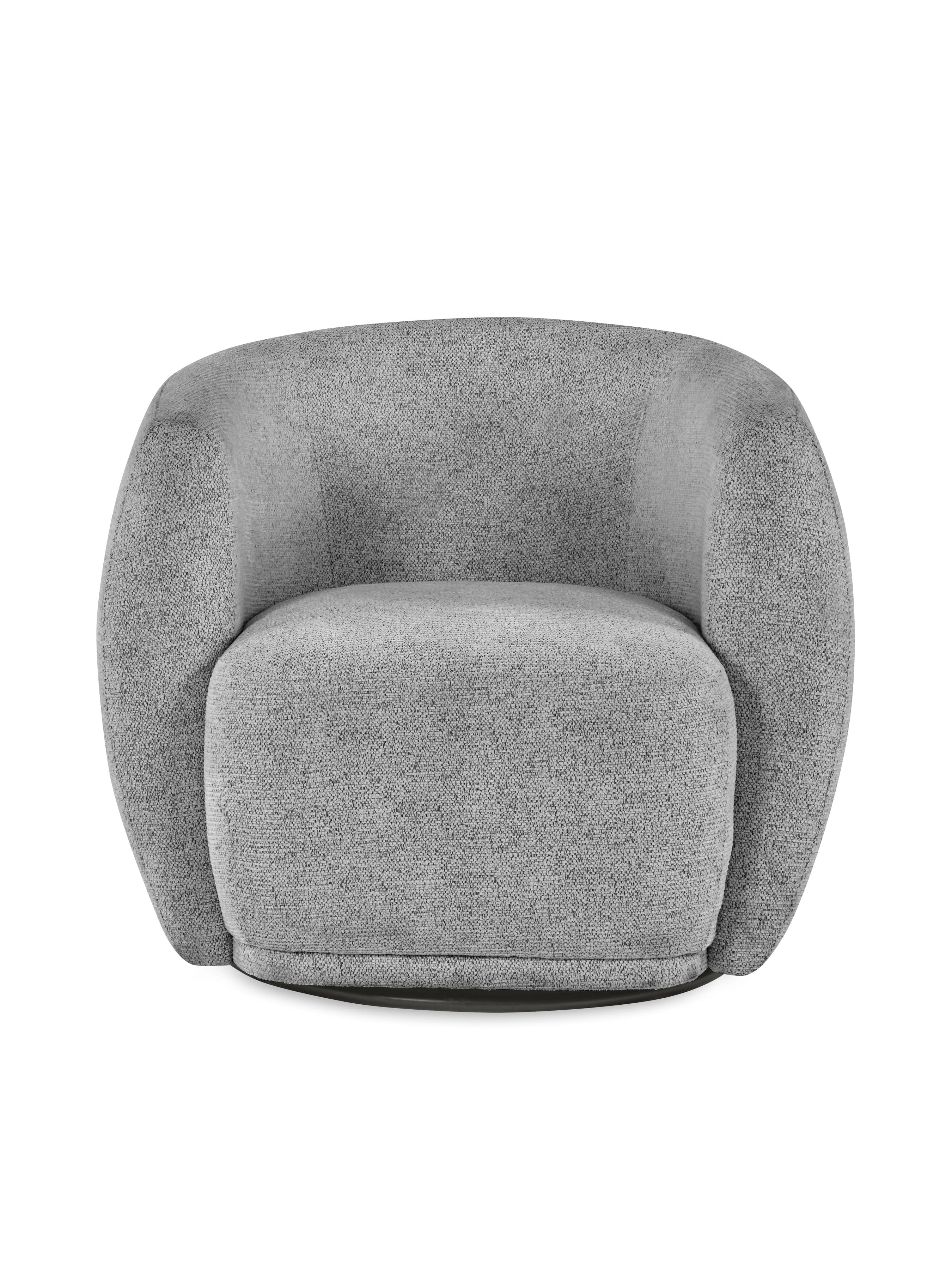 Bowline Grey Chenille Upholstered Swivel Accent Chair – Fossil Chenille
