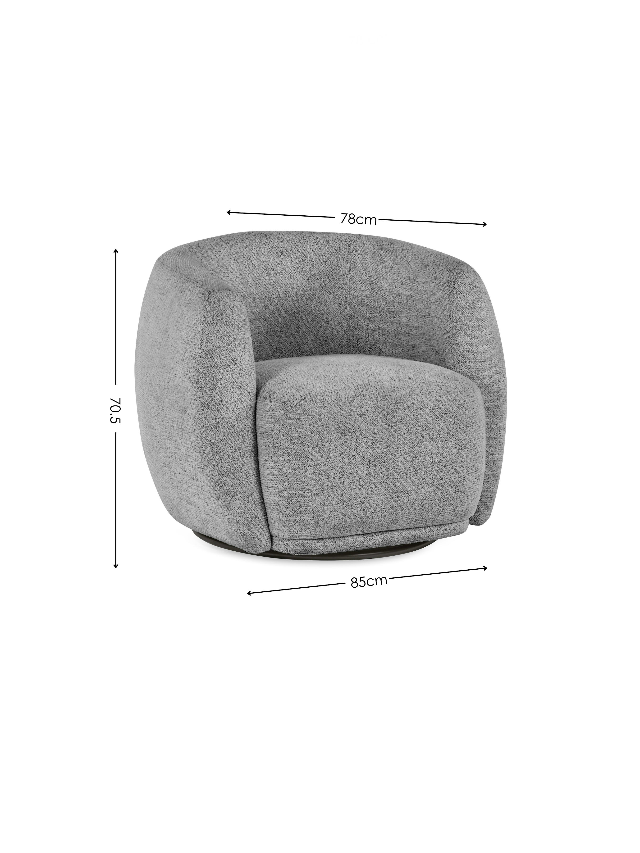 Bowline Grey Chenille Upholstered Swivel Accent Chair – Fossil Chenille