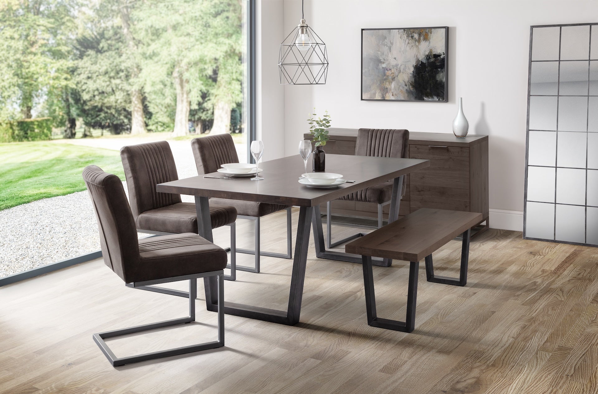 Brooklyn Dining Table - Dark Oak – Julian Bowen, view 6