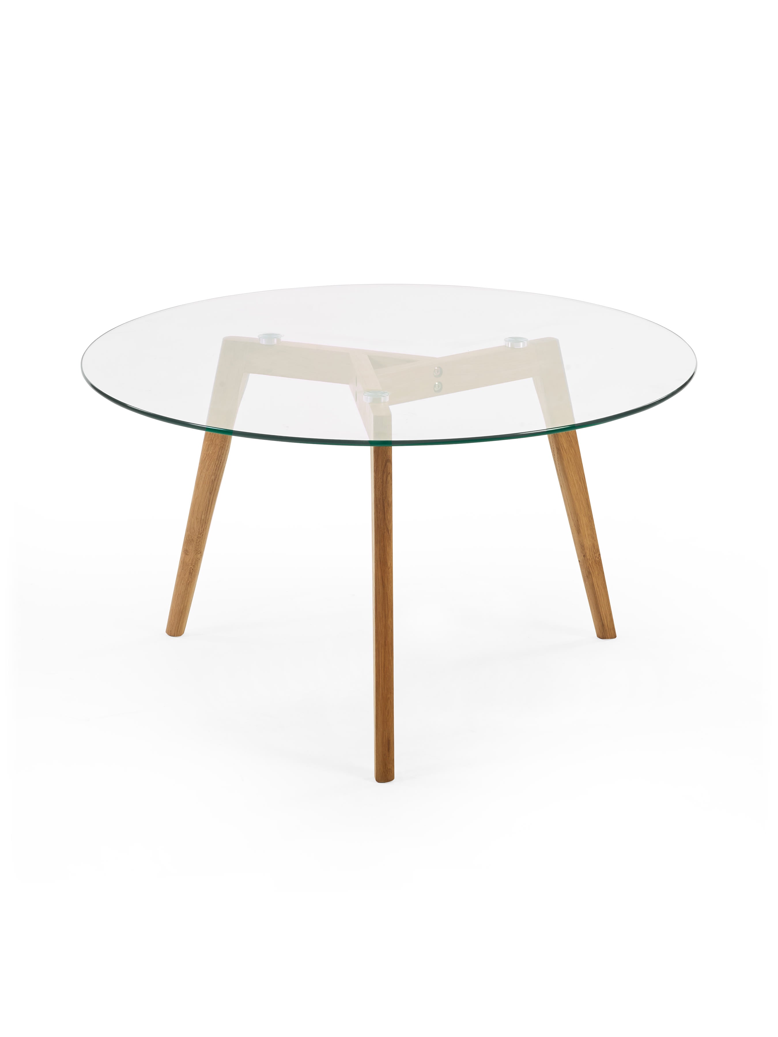 Bryant 80cm Round Glass Coffee Table – Natural Oak