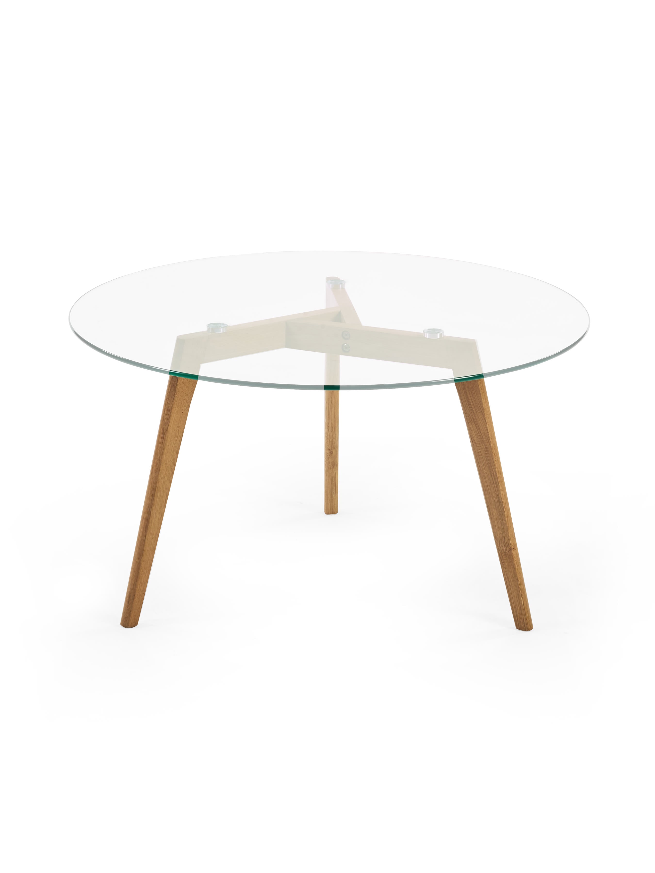 Bryant 80cm Round Glass Coffee Table – Natural Oak
