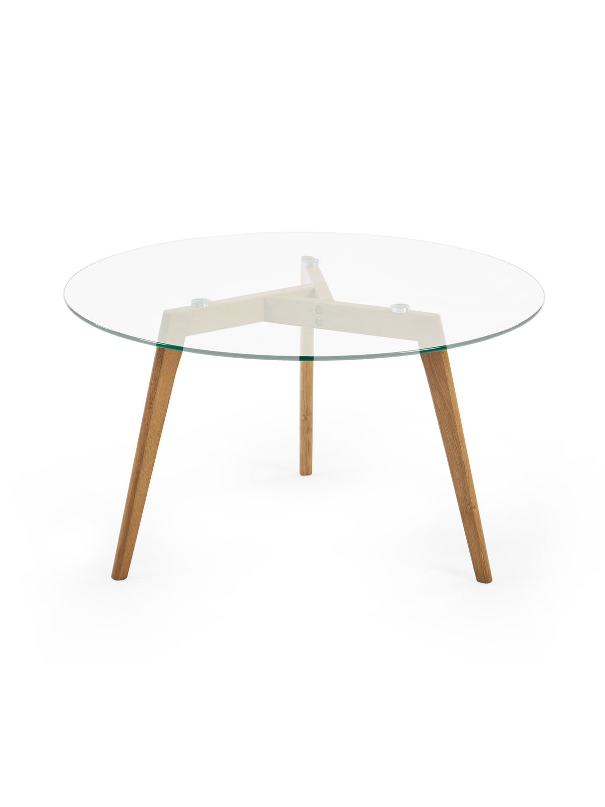 Bryant 80cm Round Glass Coffee Table – Natural Oak