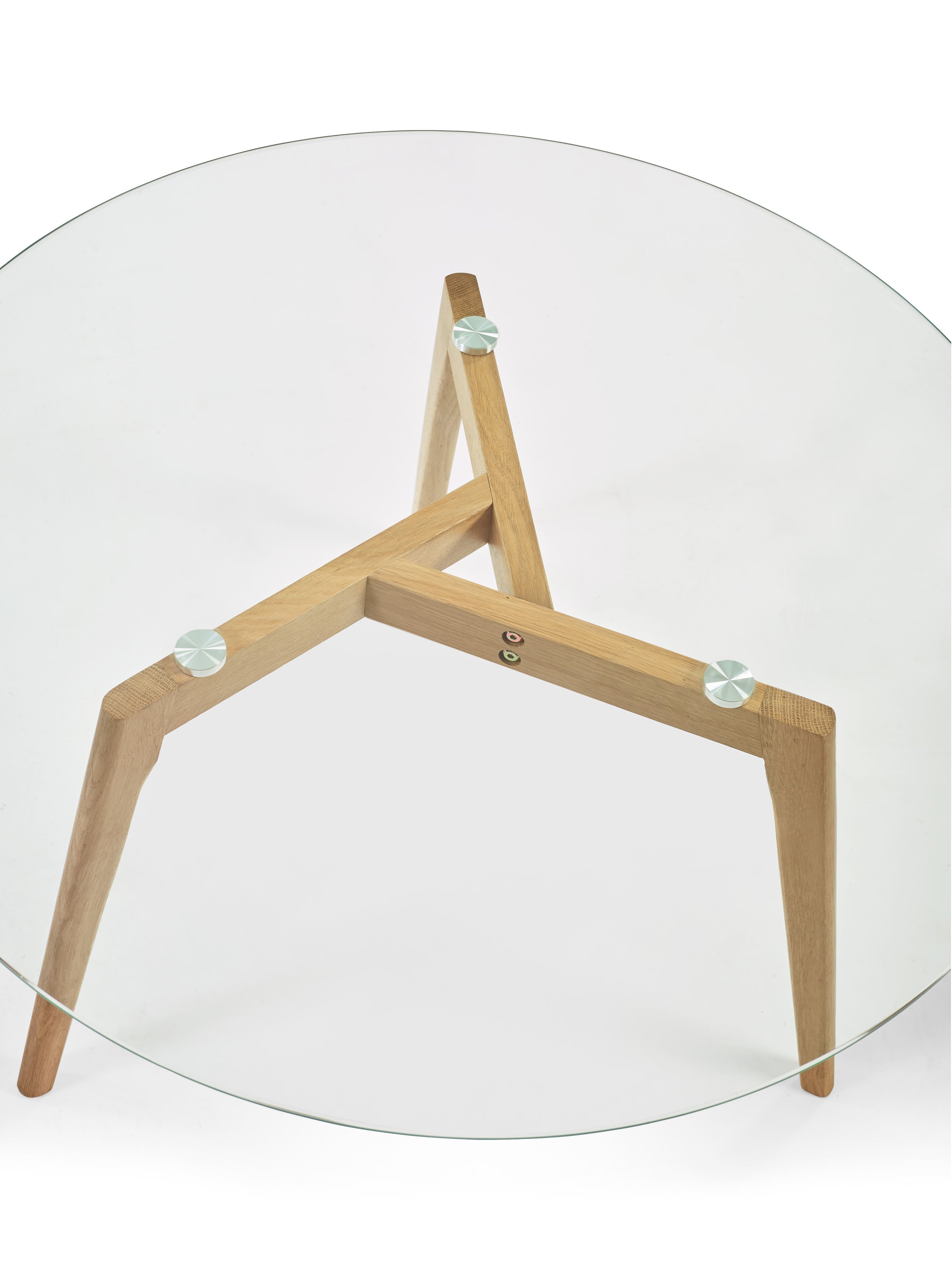 Bryant 80cm Round Glass Coffee Table – Natural Oak
