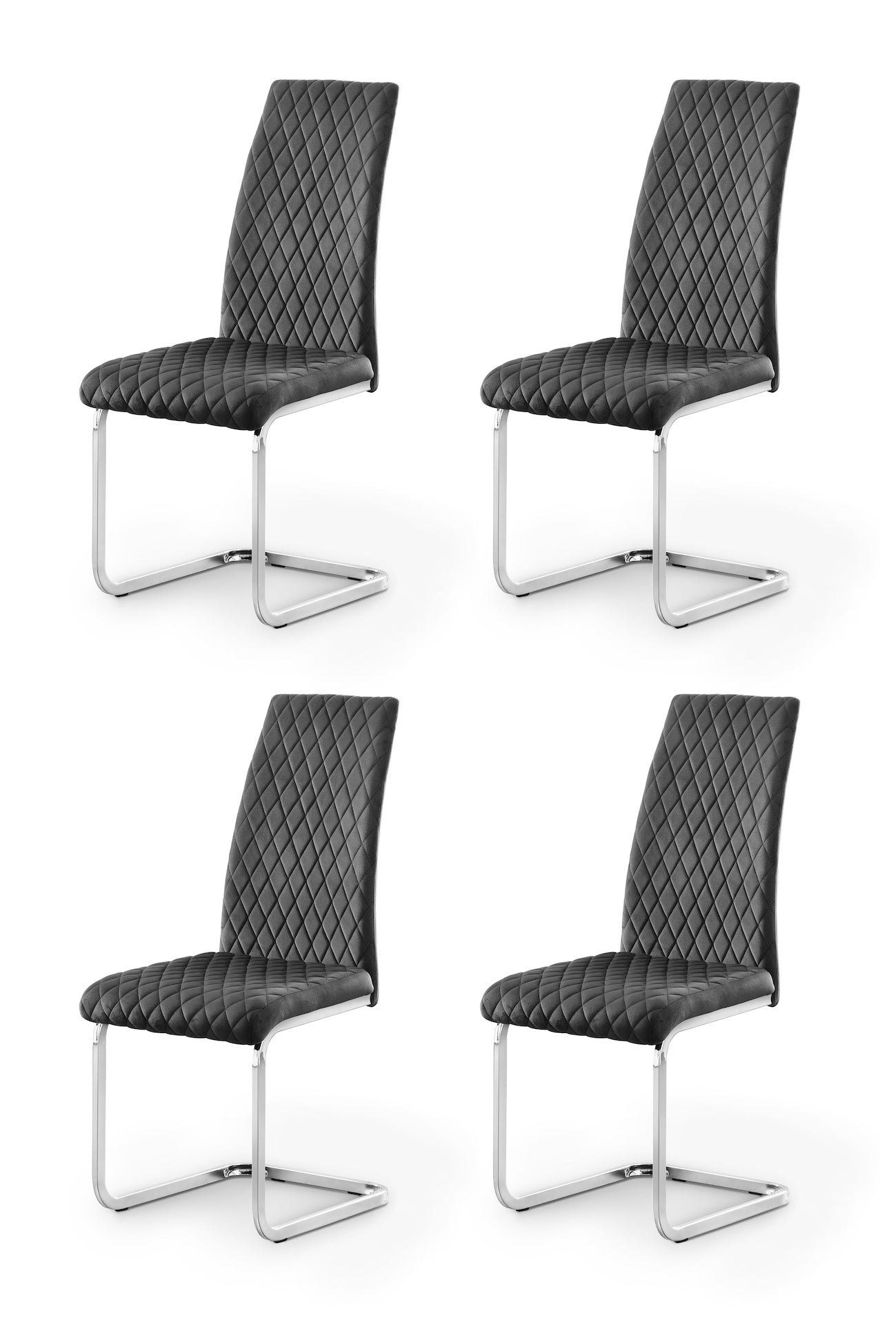 Calabria Velvet Cantilever Chairs - Grey (Set Of 4) – Julian Bowen