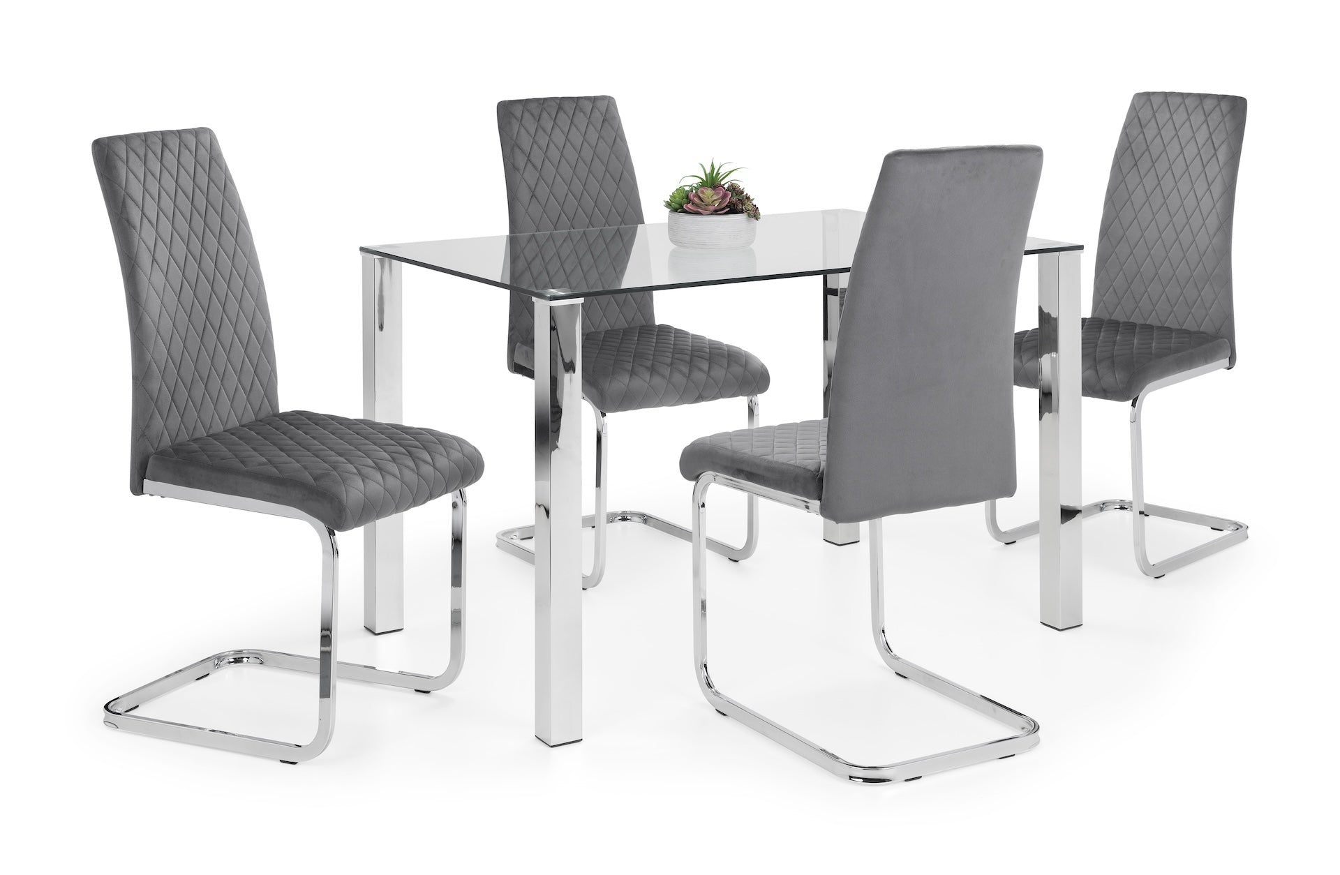Calabria Velvet Cantilever Chairs - Grey (Set Of 4) – Julian Bowen, view 7