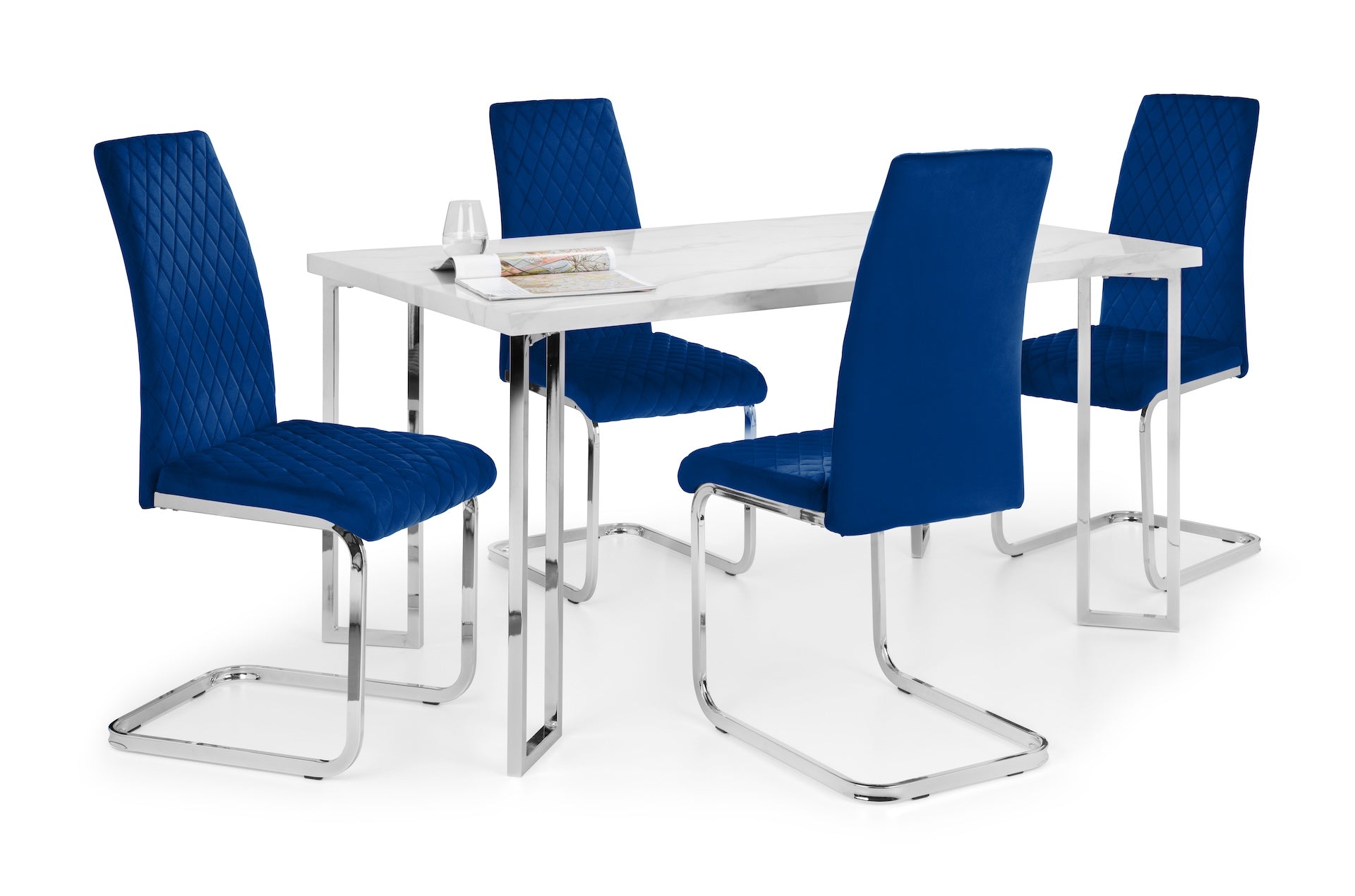 Calabria Velvet Cantilever Chairs - Blue (Set Of 4) – Julian Bowen, view 2