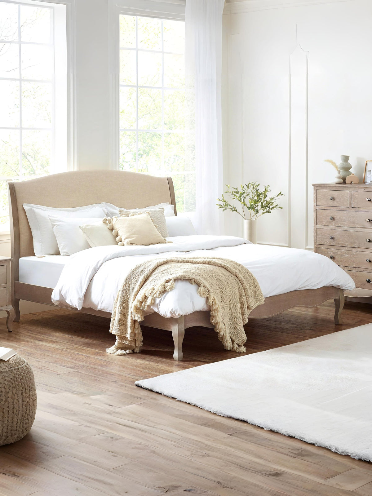 Camille Wood & Fabric Bed