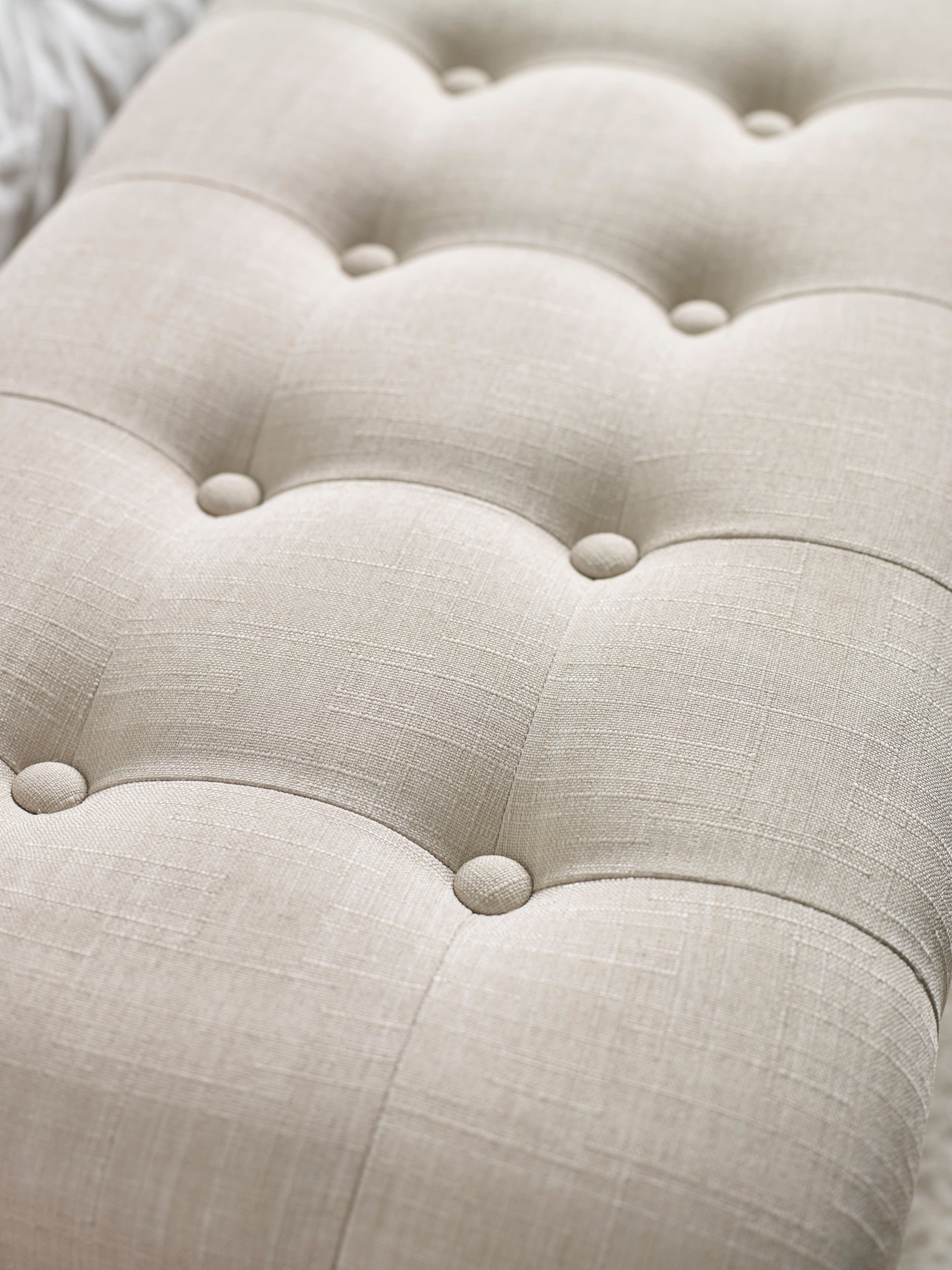 Camille Oatmeal Linen Upholstered Bench with French Style Legs – Oatmeal Linen and Limed Oak