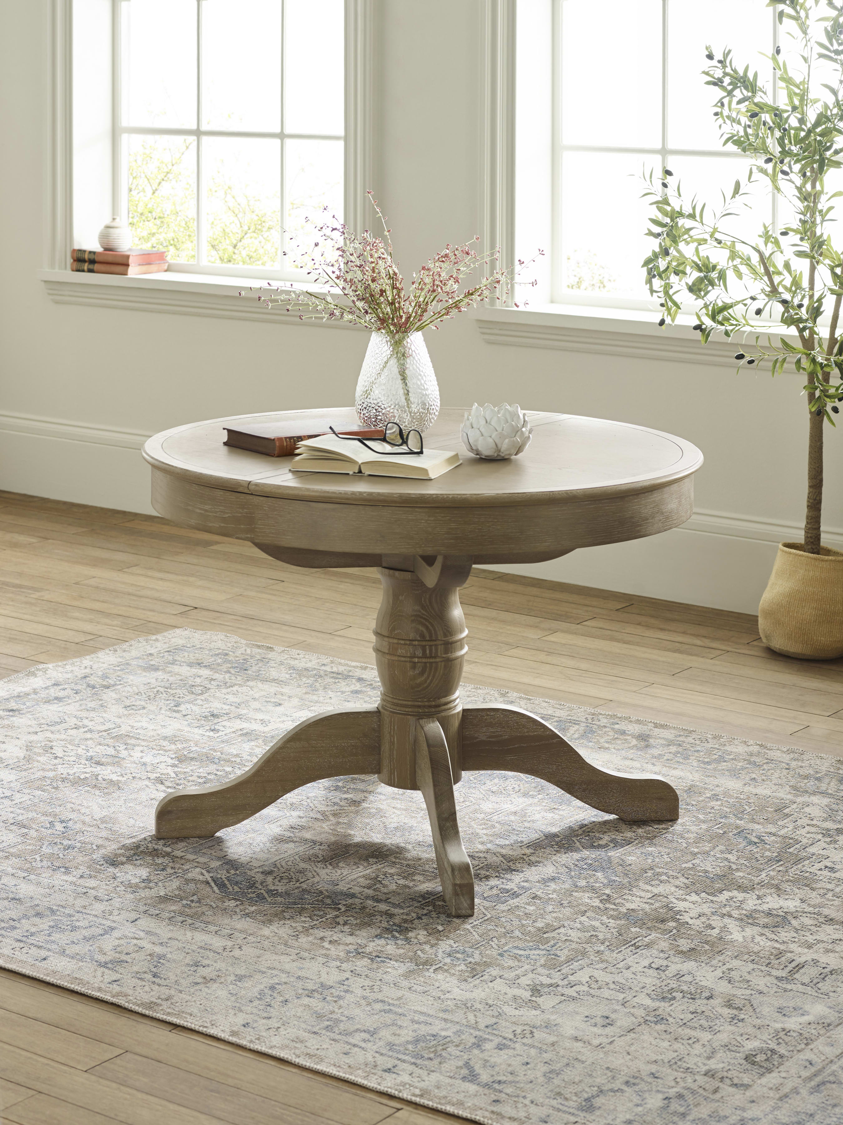 Camille Limed Oak 110-145cm Round to Oval Extending Dining Table