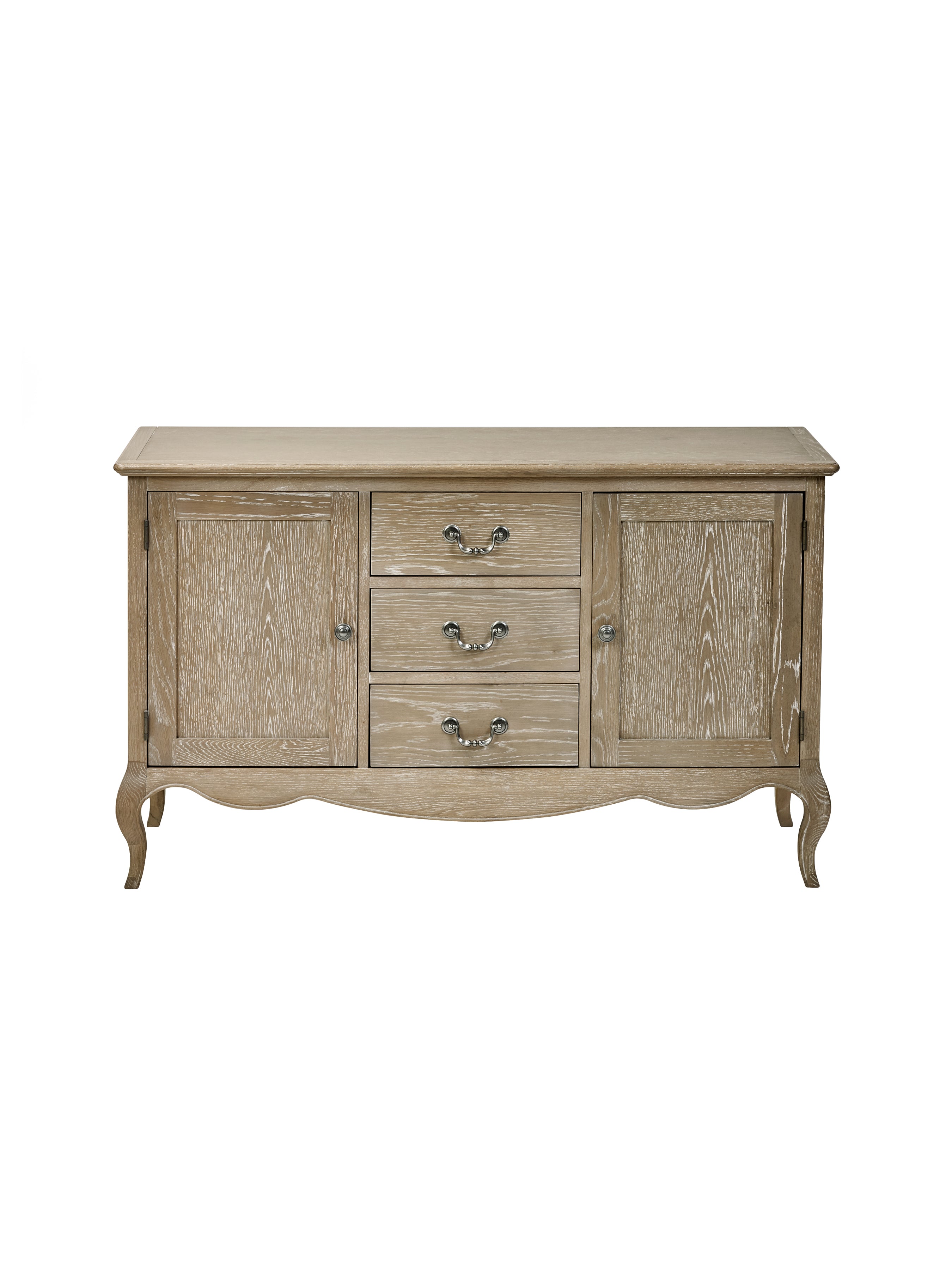 Camille French Style 2 Door 2 Drawer Sideboard – Limed Oak