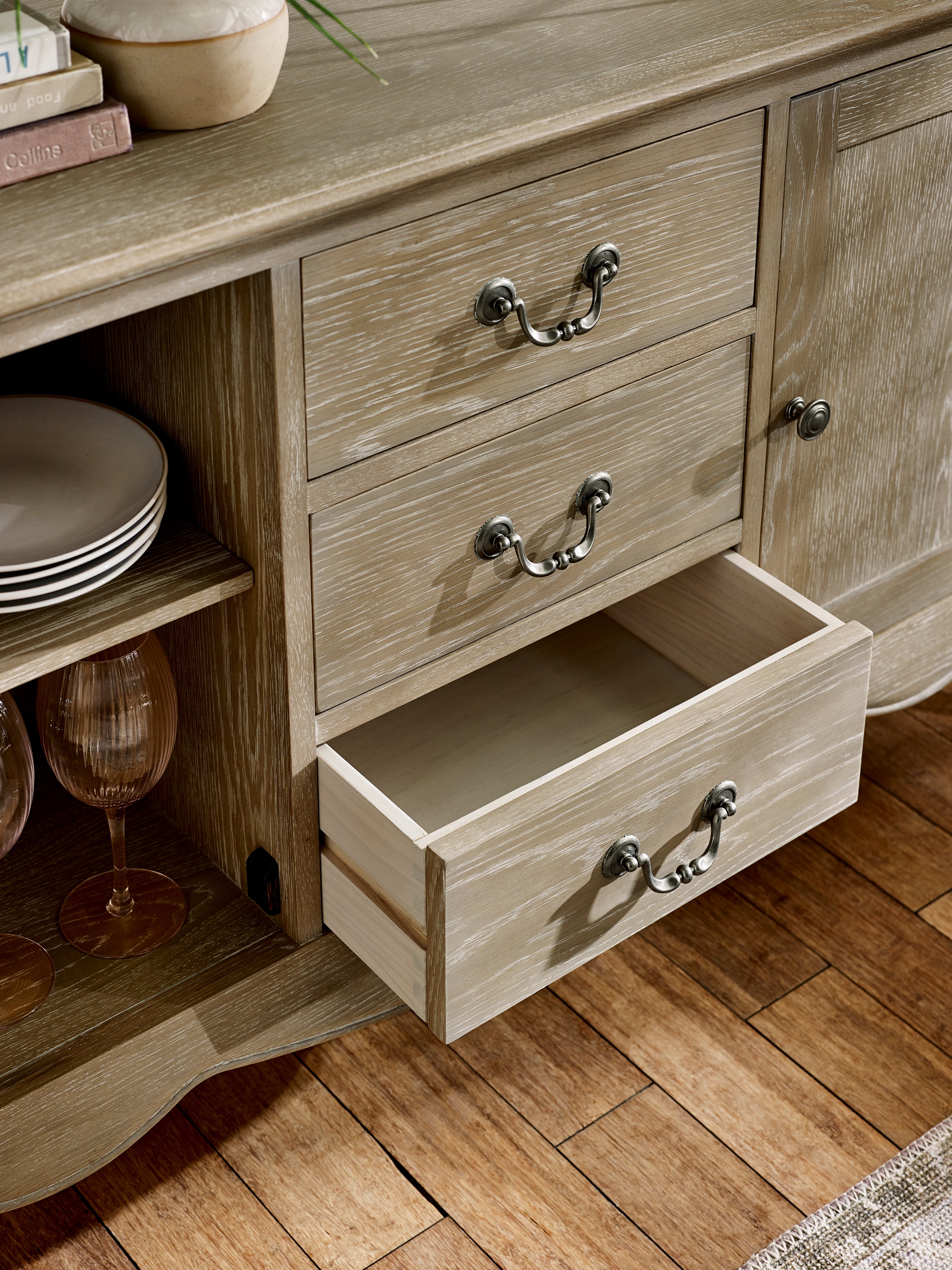 Camille French Style 2 Door 2 Drawer Sideboard – Limed Oak