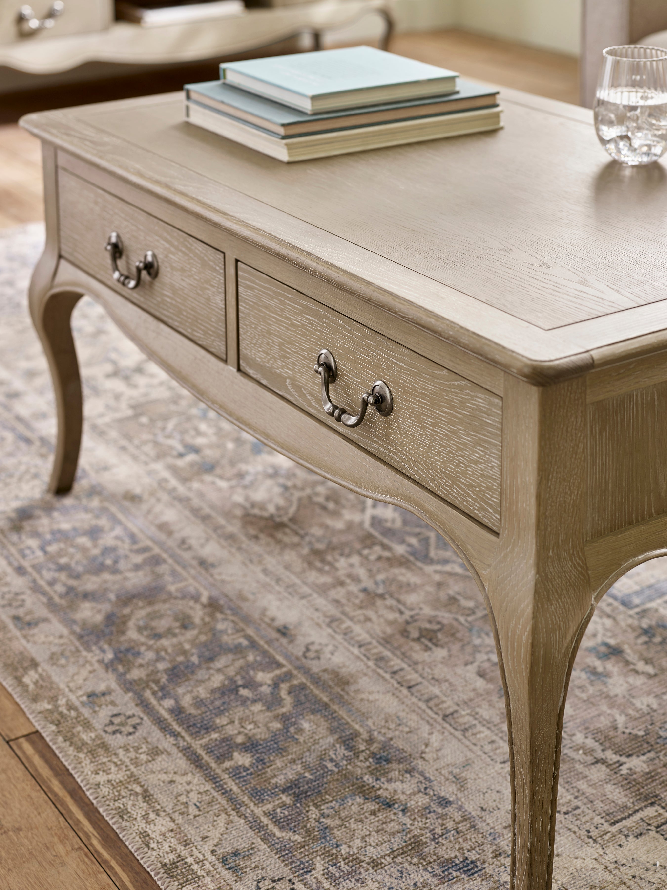 Camille French Style Rectangular Coffee Table – Limed Oak