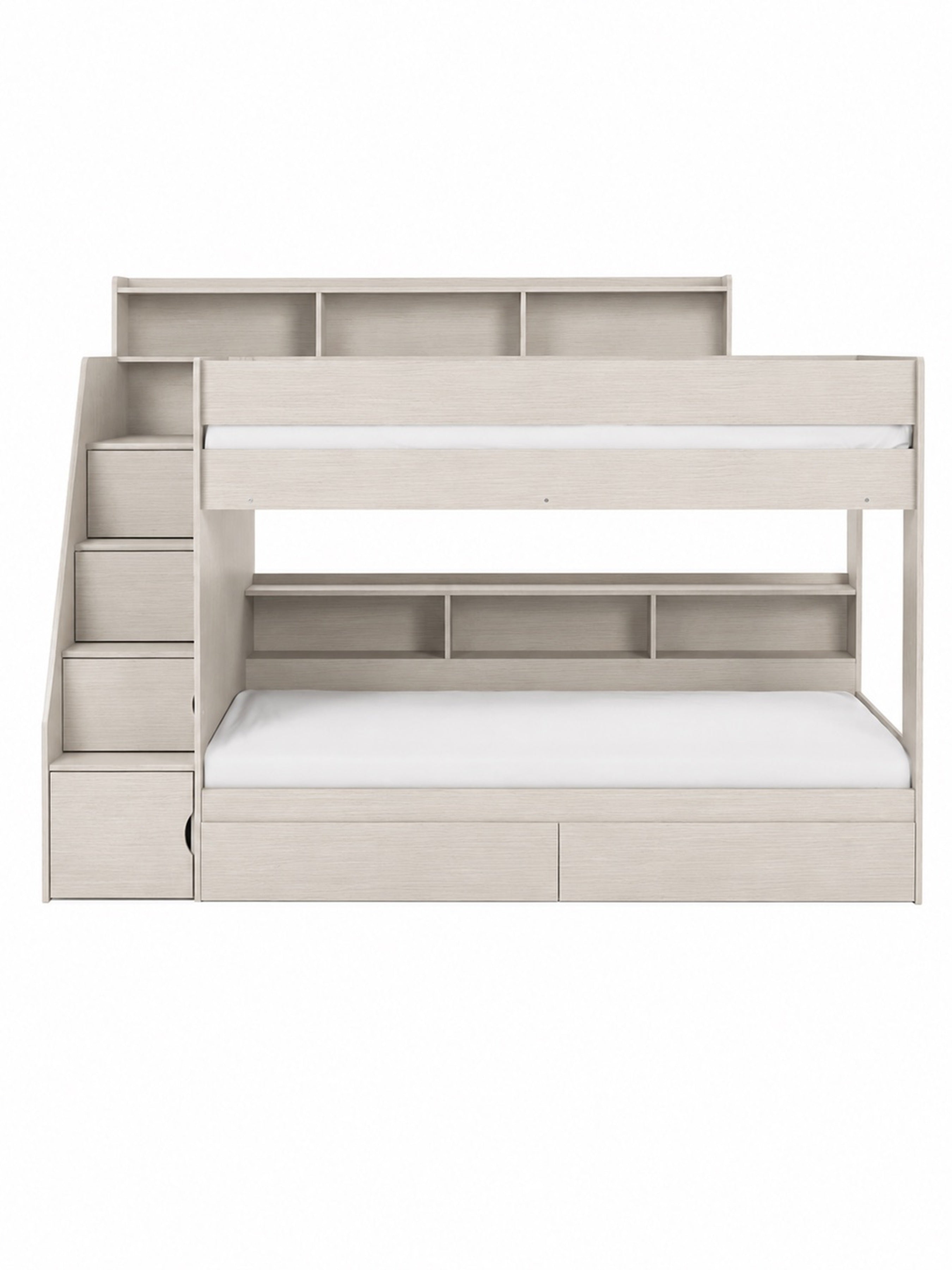 Camelot Bunk Bed with Stairs – Nordic White Wood Effect