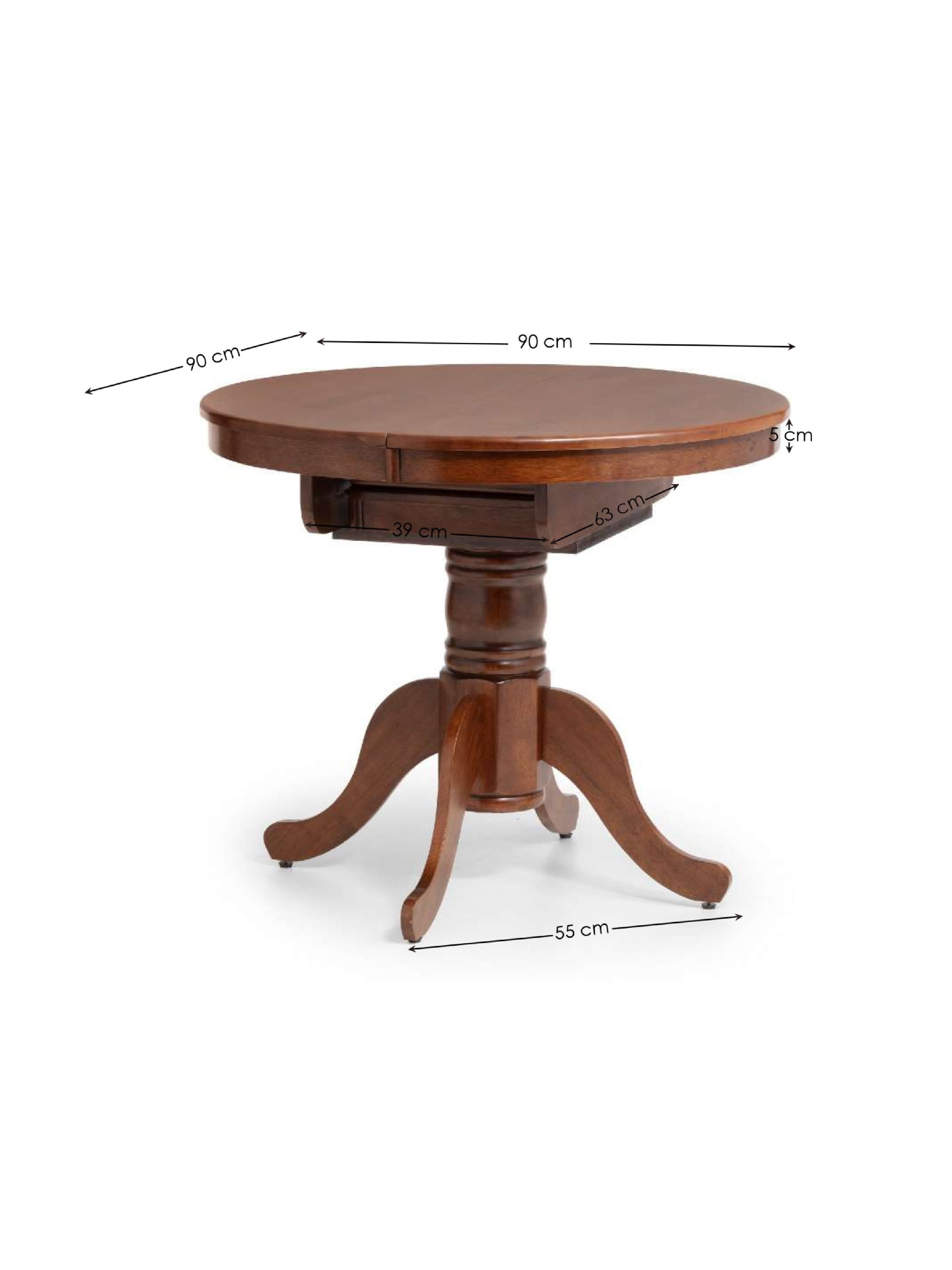 Canterbury Round Extending Table and 4 Canterbury Chairs – Mahogany Effect