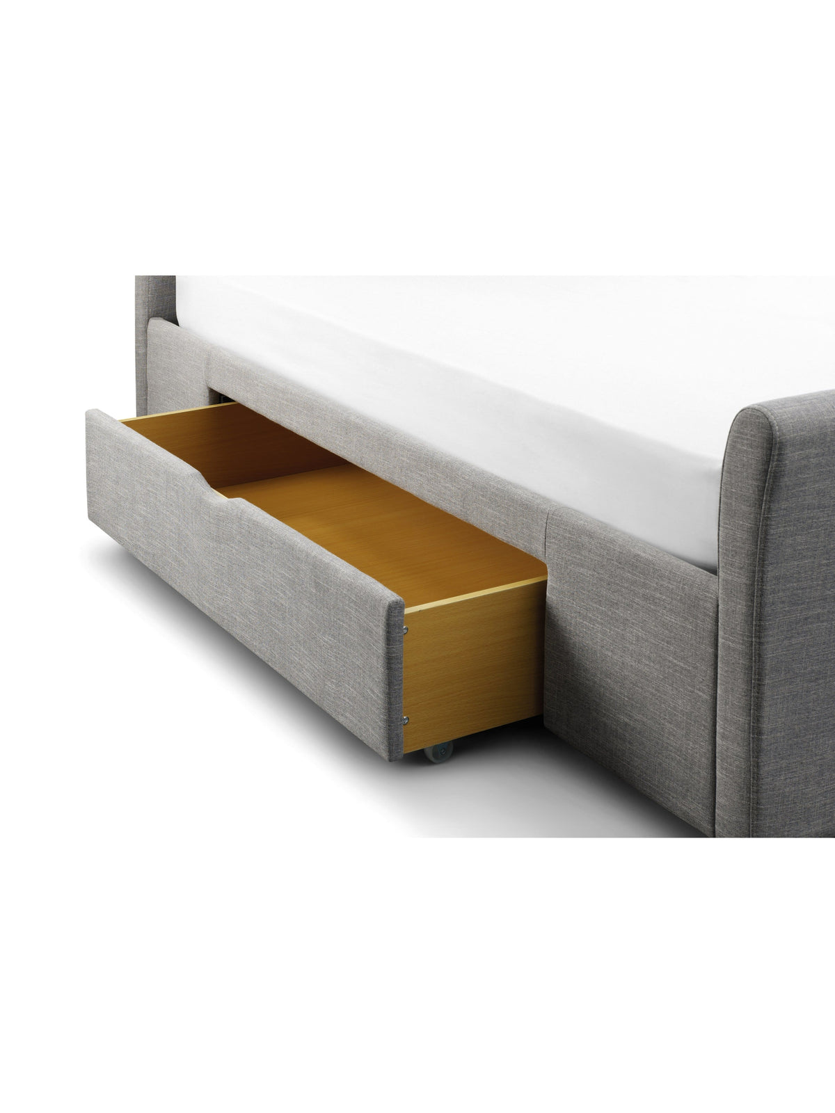 Capri Fabric Bed With Drawers - Light Grey