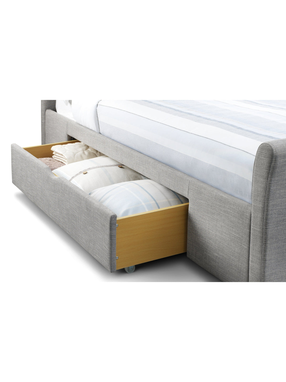 Capri Fabric Bed With Drawers - Light Grey