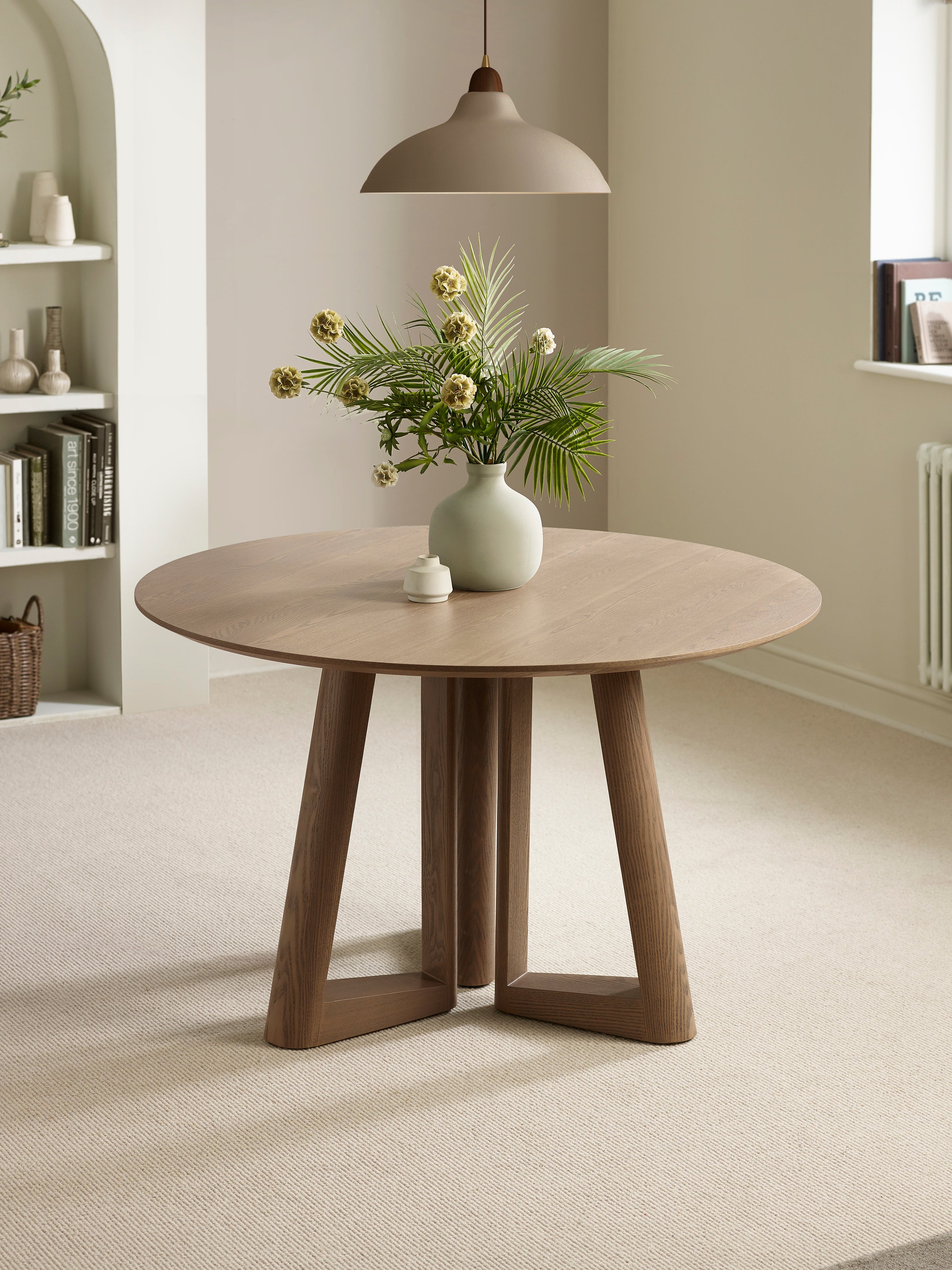 Caravelle Round 4 Seater Dining Table – Smokey Oak Effect