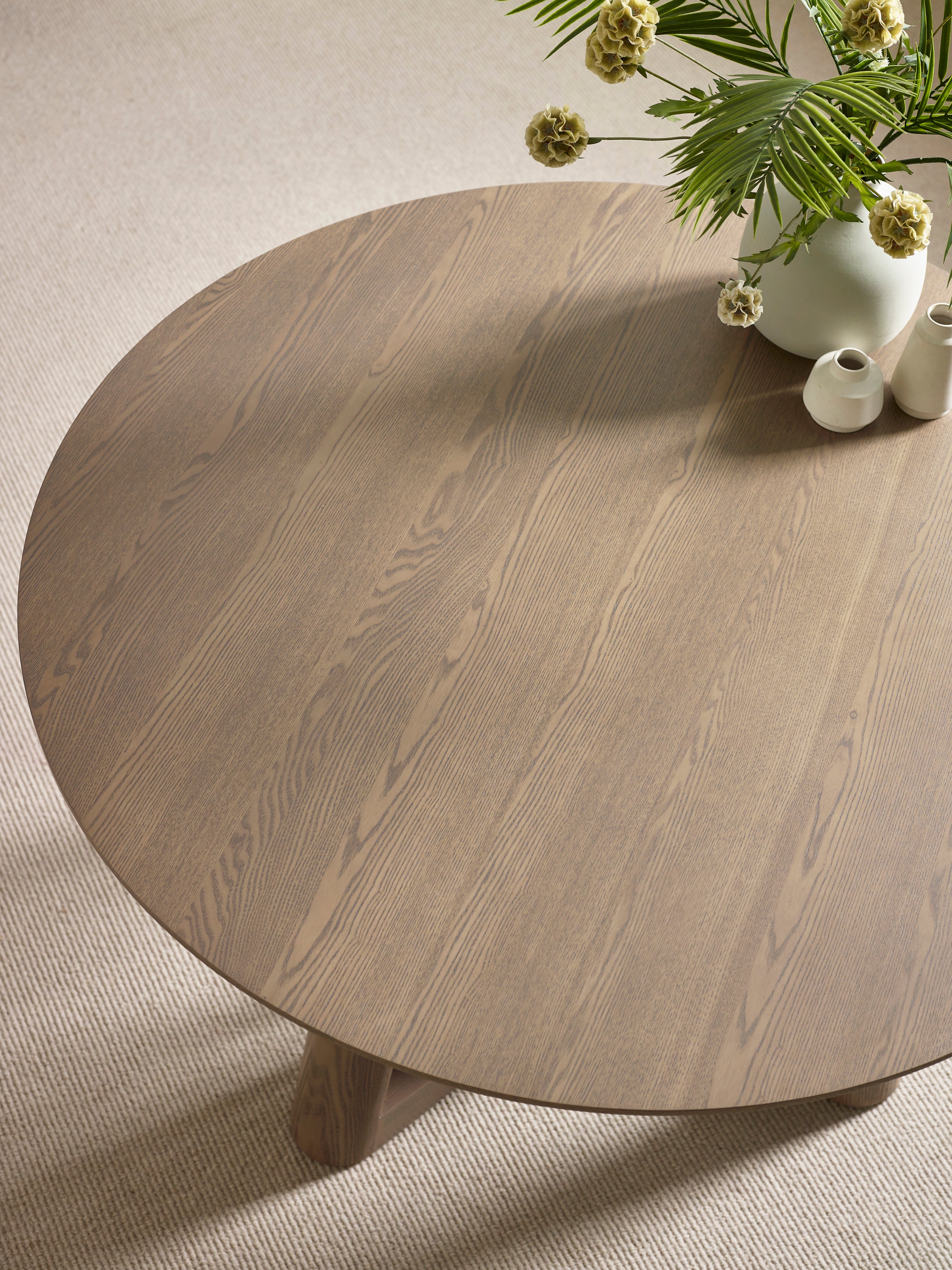 Caravelle Round 4 Seater Dining Table – Smokey Oak Effect