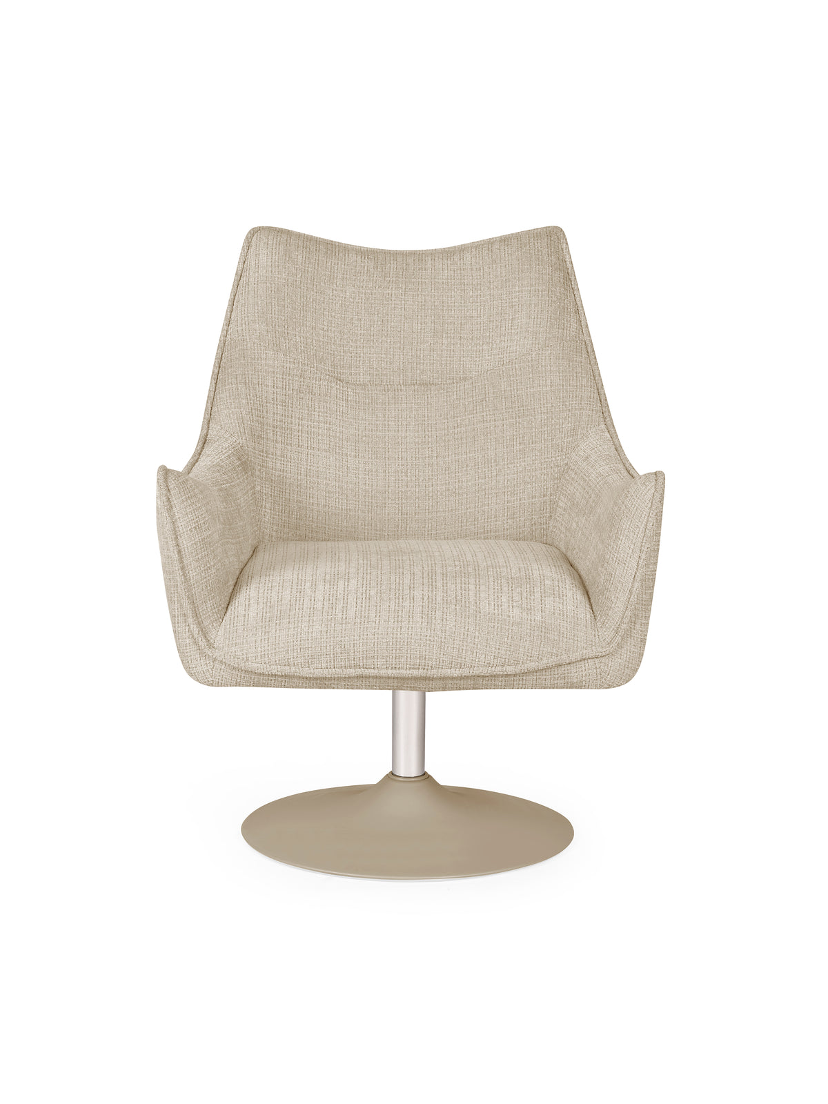 Caspian Upholstered Swivel Lounge Chair – Ivory Chenille