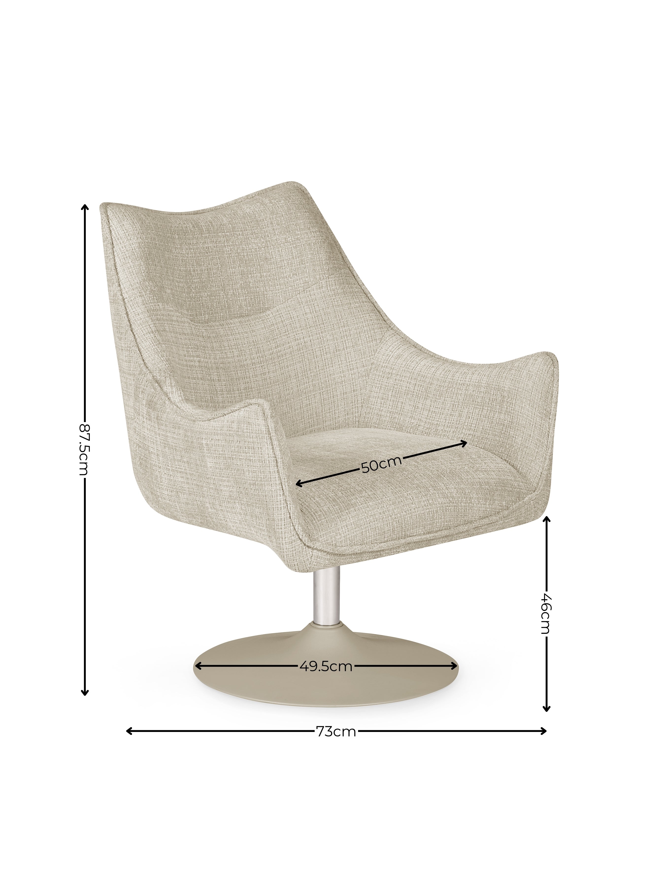 Caspian Upholstered Swivel Lounge Chair – Ivory Chenille
