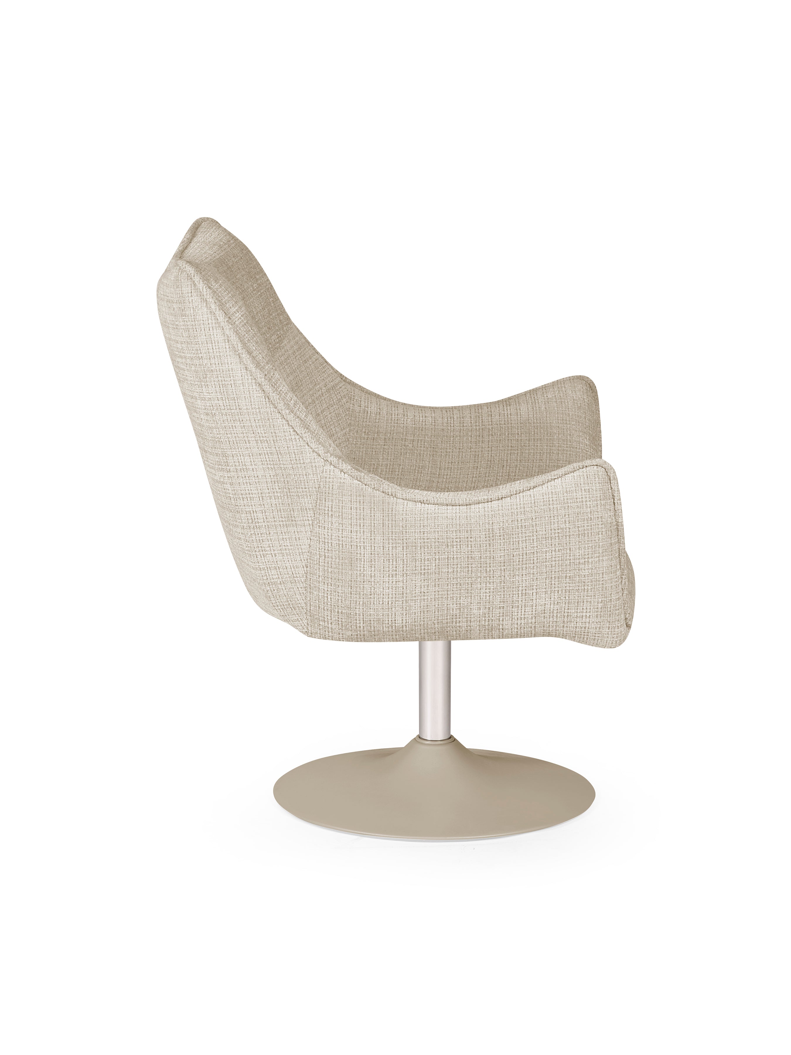 Caspian Upholstered Swivel Lounge Chair – Ivory Chenille