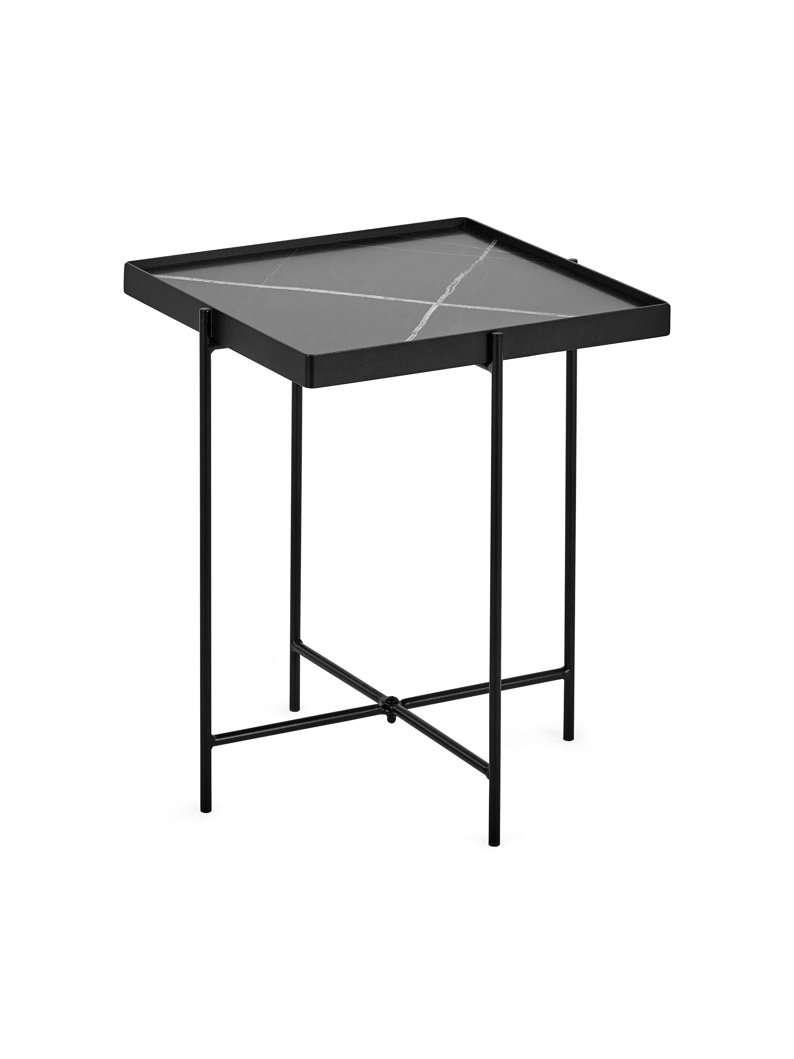 Celia Square 47cm Side Table – Black Marble Effect