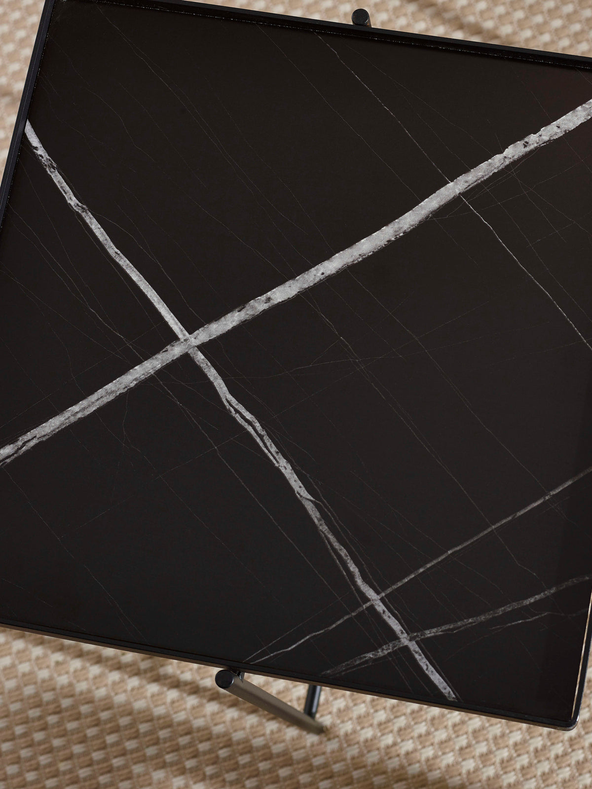 Celia Square 47cm Side Table – Black Marble Effect
