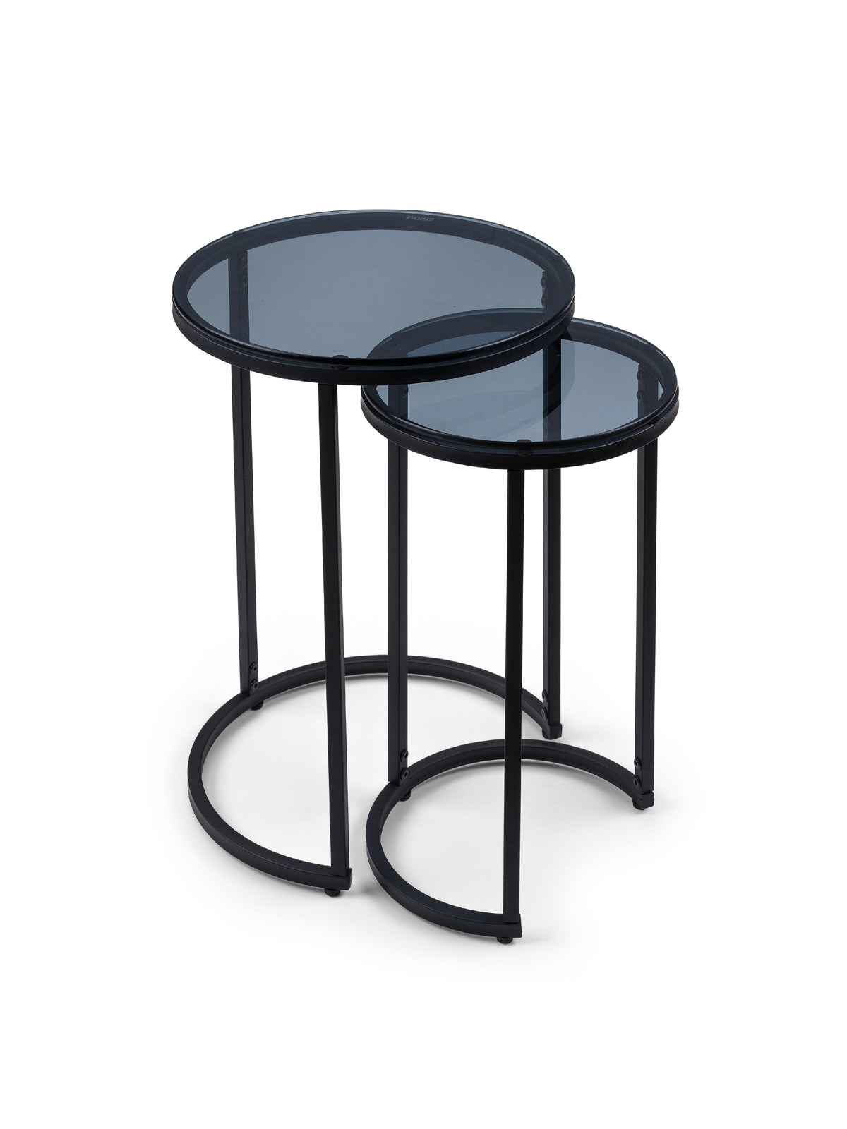 Chicago Round Nesting Side Tables Smoked Glass