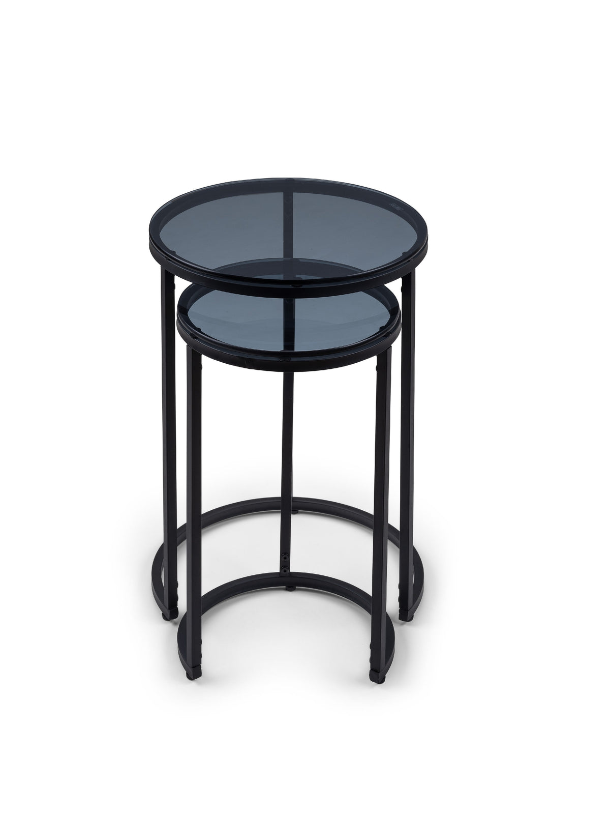 Chicago Round Nesting Side Tables Smoked Glass