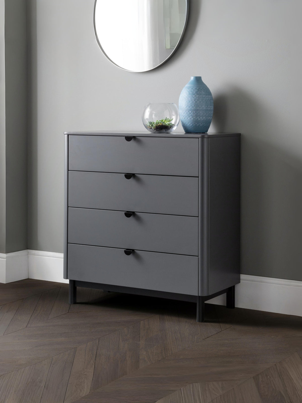 Chloe 4 Drawer Chest - Storm Grey/Black