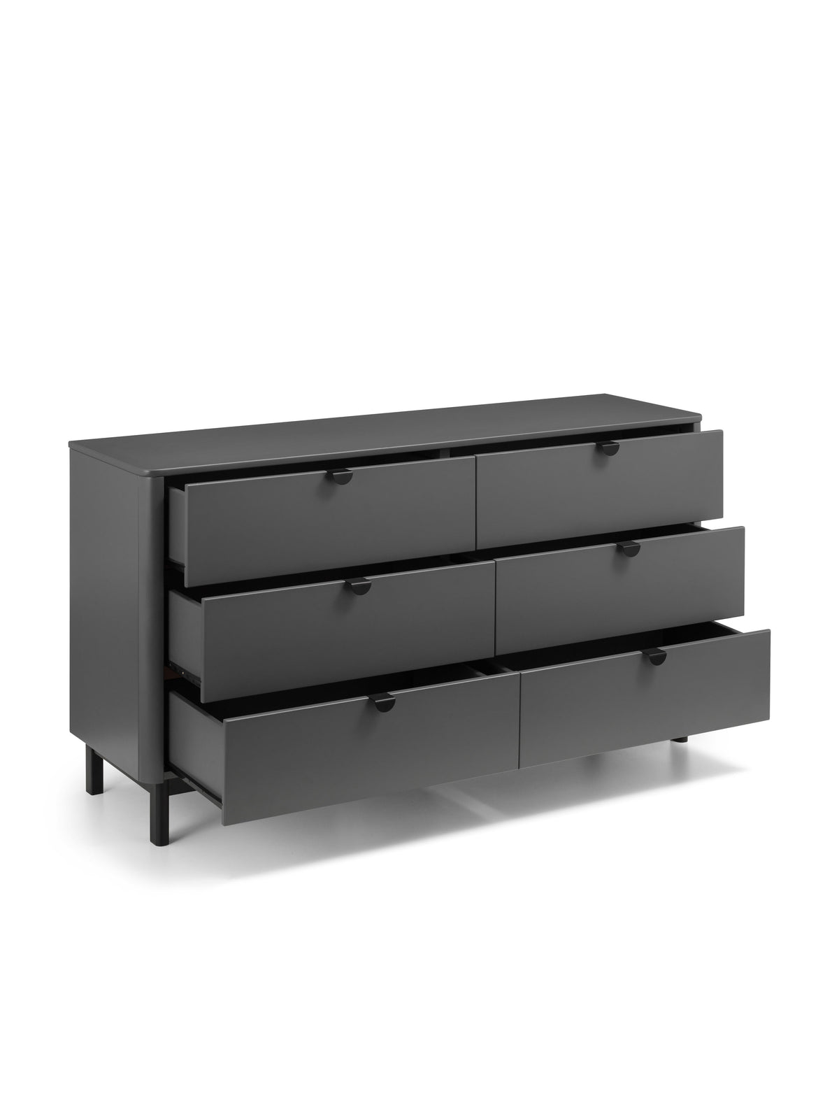 Chloe 6 Drawer Wide Chest - Storm Grey/Black