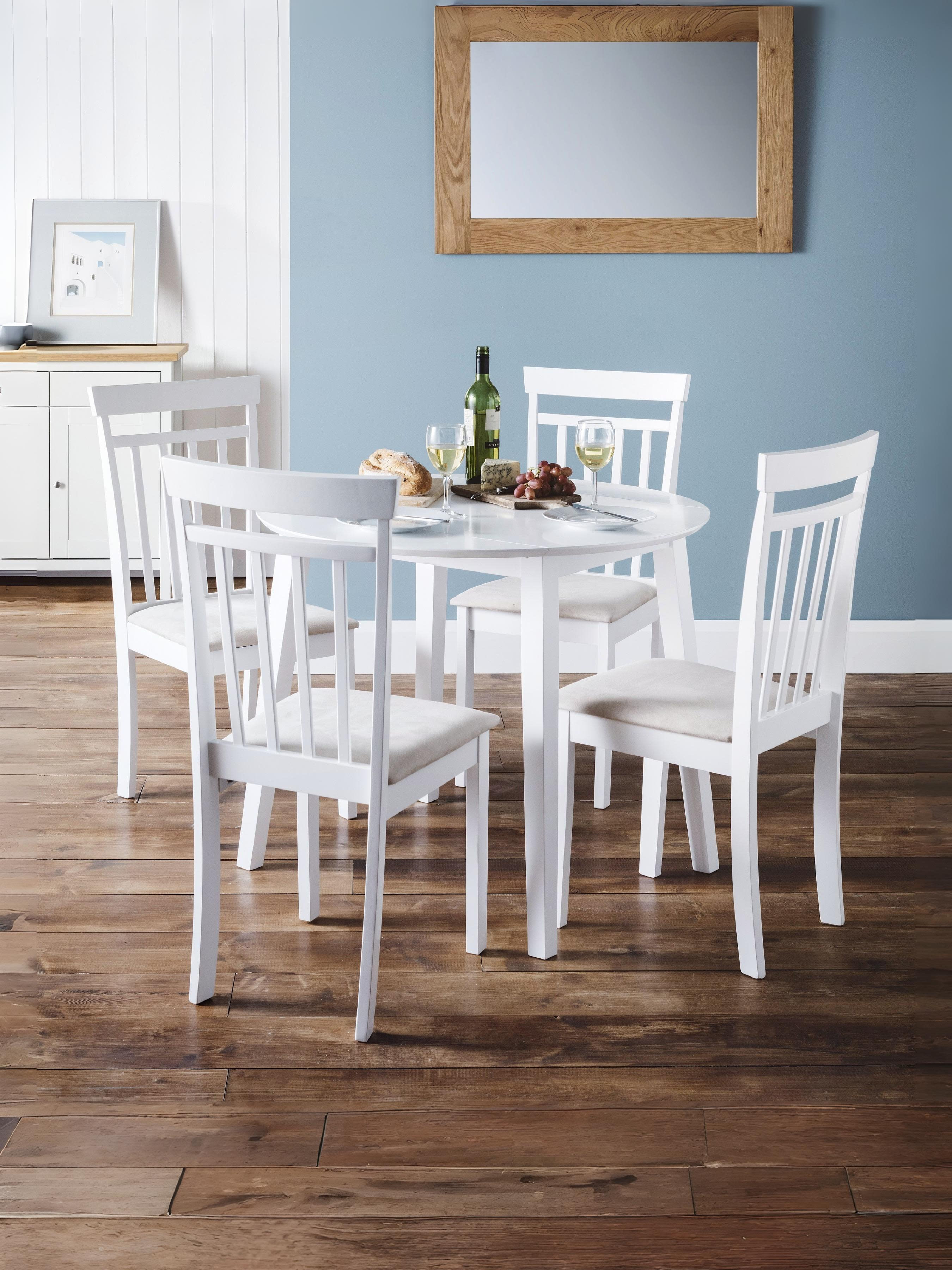 Coast White Dropleaf Table and 4 White Coast Chairs