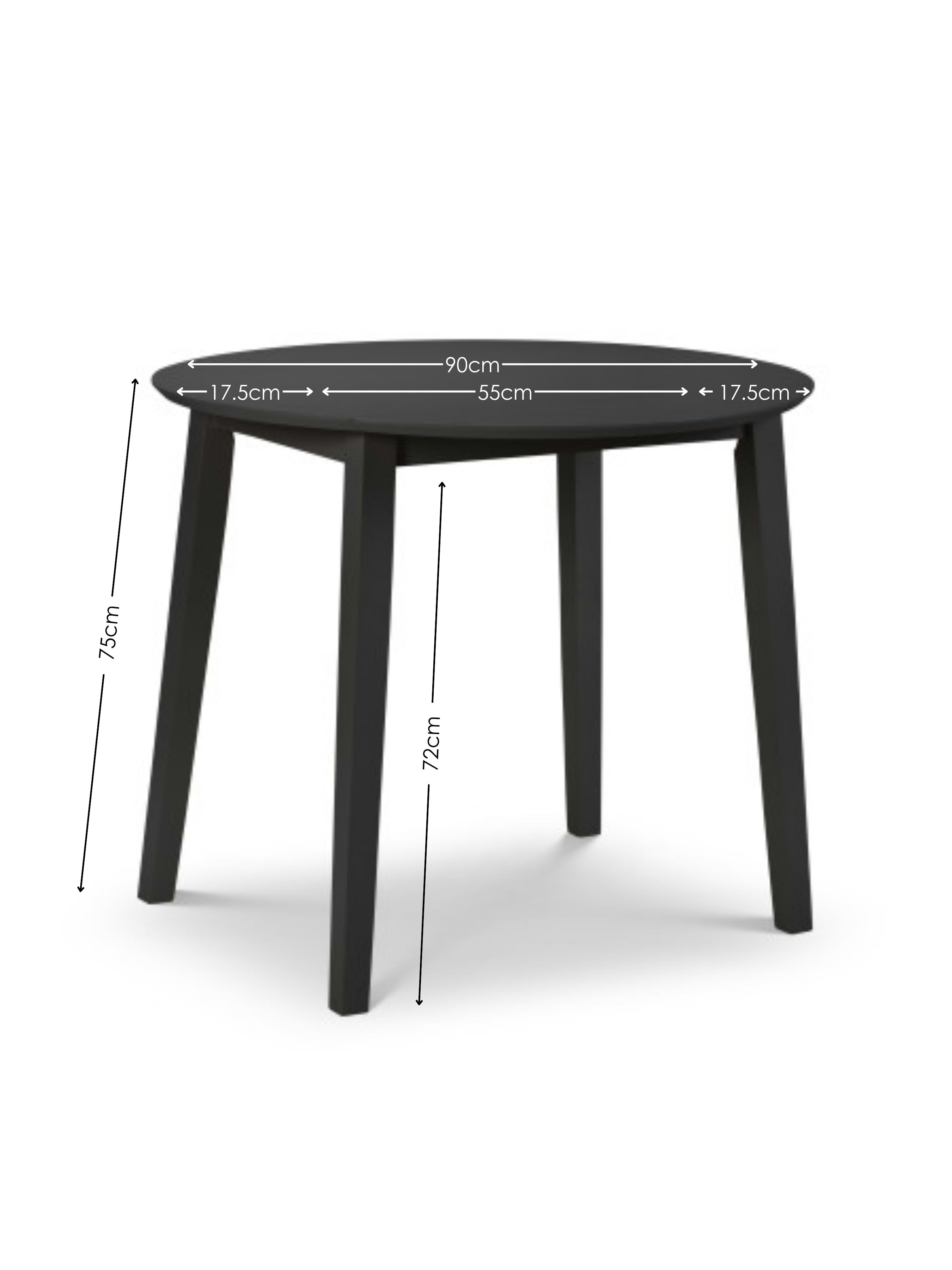 Coast Black Dropleaf Table and 2 Black Coast Chairs