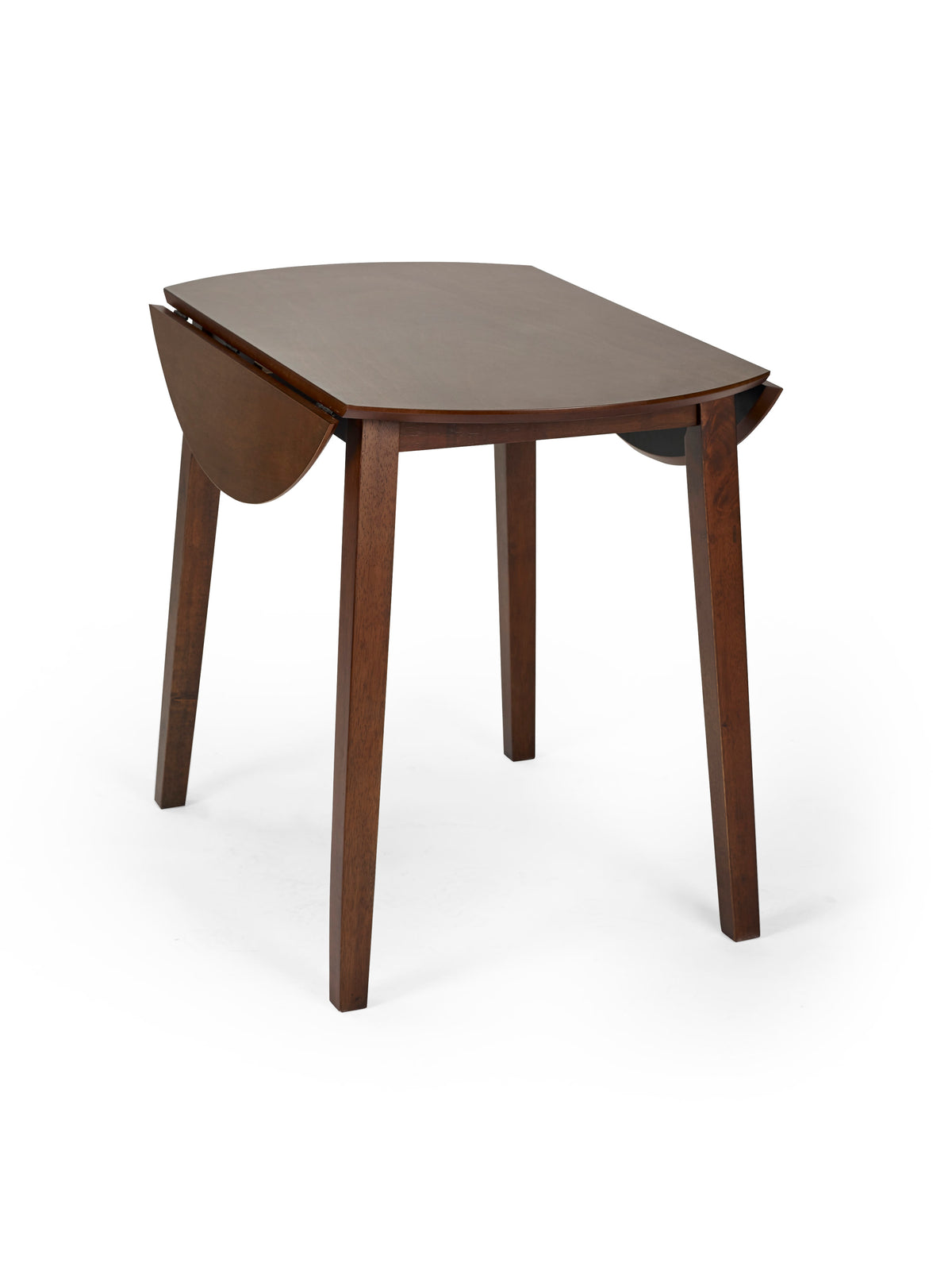 Coast Walnut 55- Drop Leaf Extending Round Dining Table – Walnut Effect