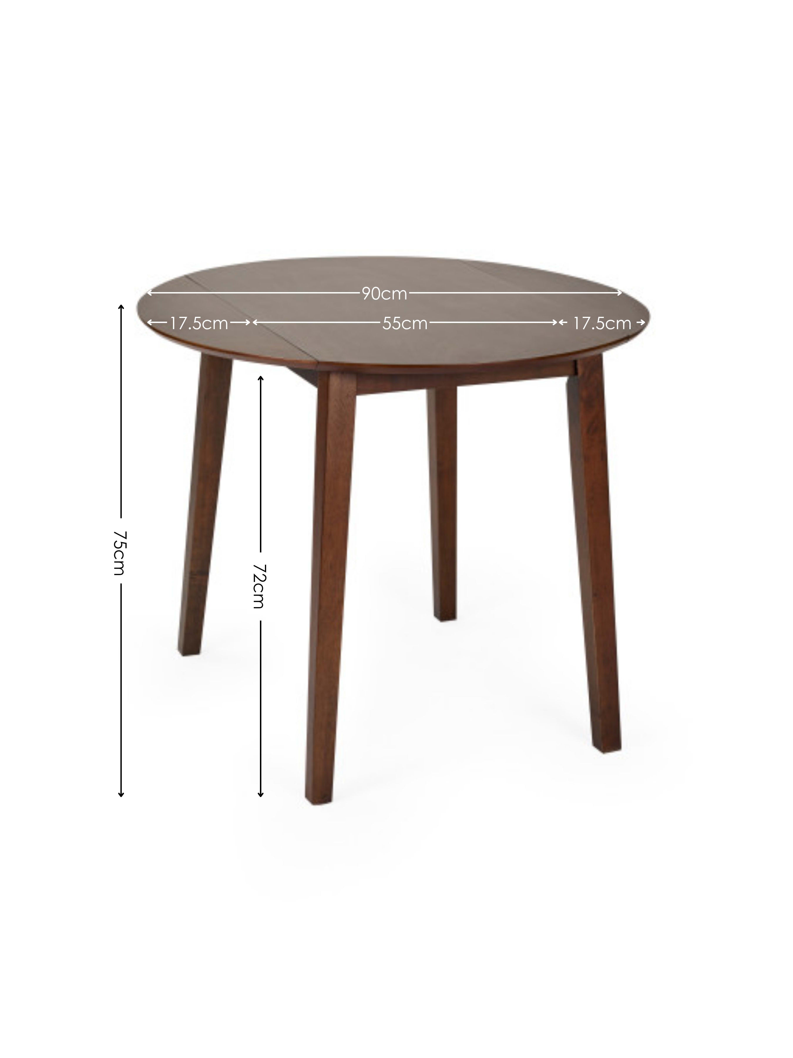 Coast Walnut 55- Drop Leaf Extending Round Dining Table – Walnut Effect