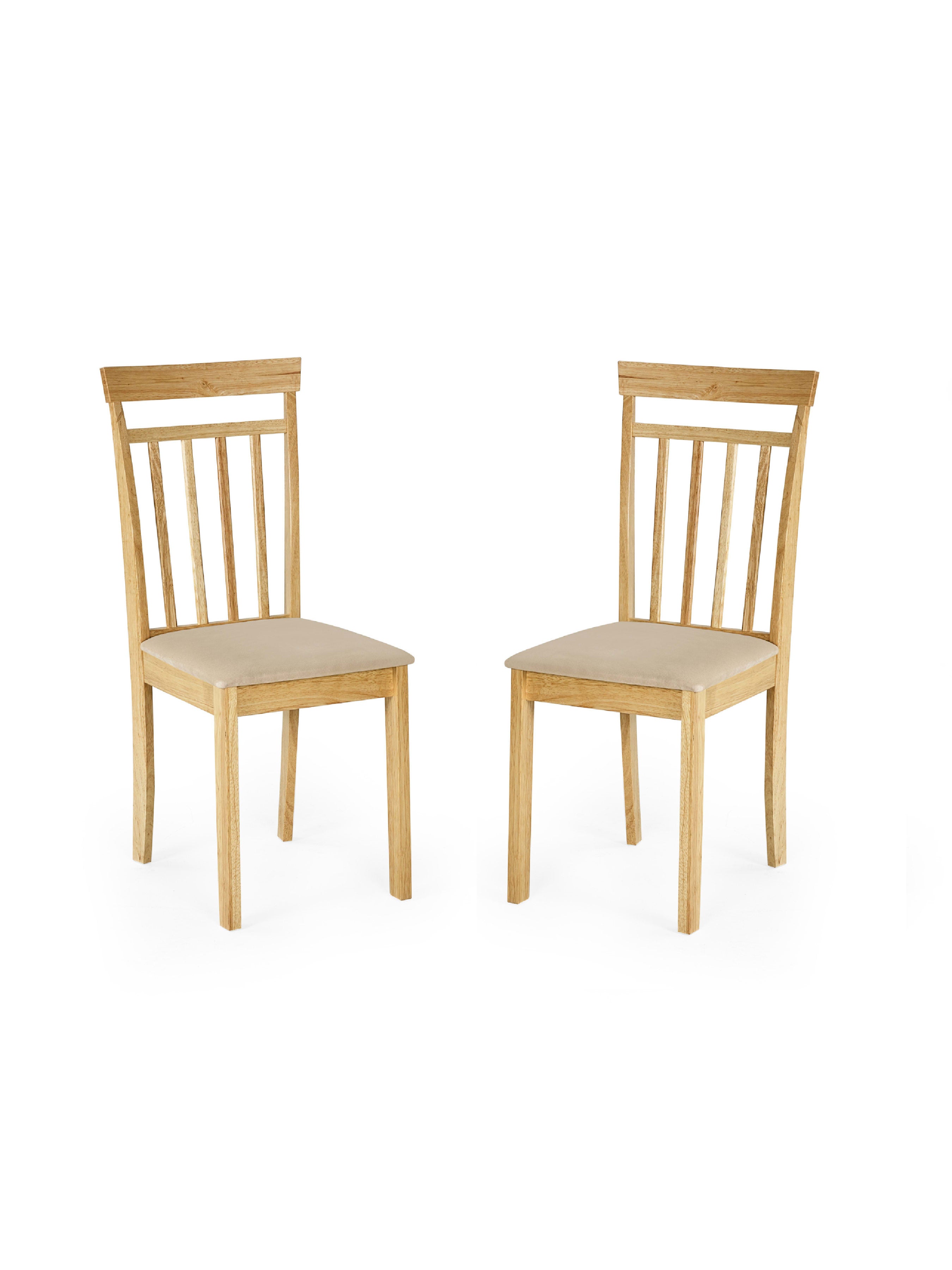 Coast Set of 2 Natural Oak Slat Back Dining Chairs – Natural Oak Effect