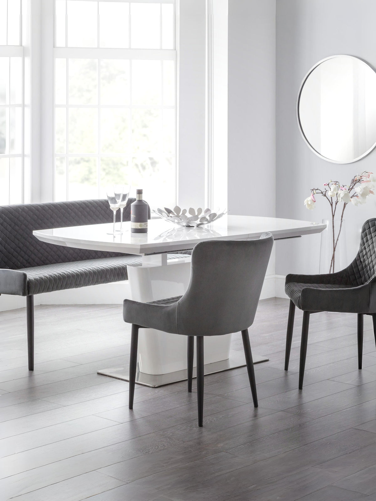 Como High Gloss Extending Table - White